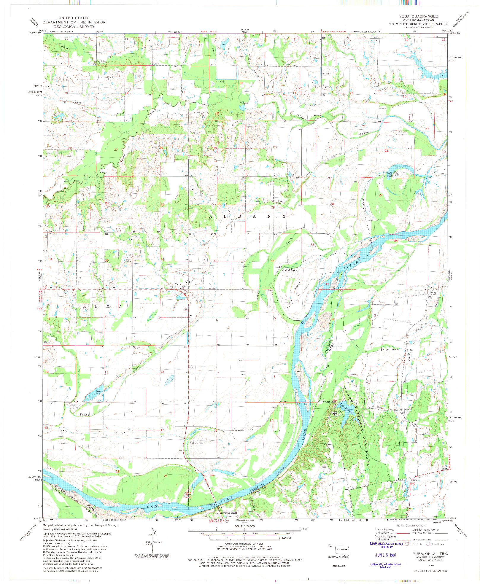 USGS 1:24000-SCALE QUADRANGLE FOR YUBA, OK 1980