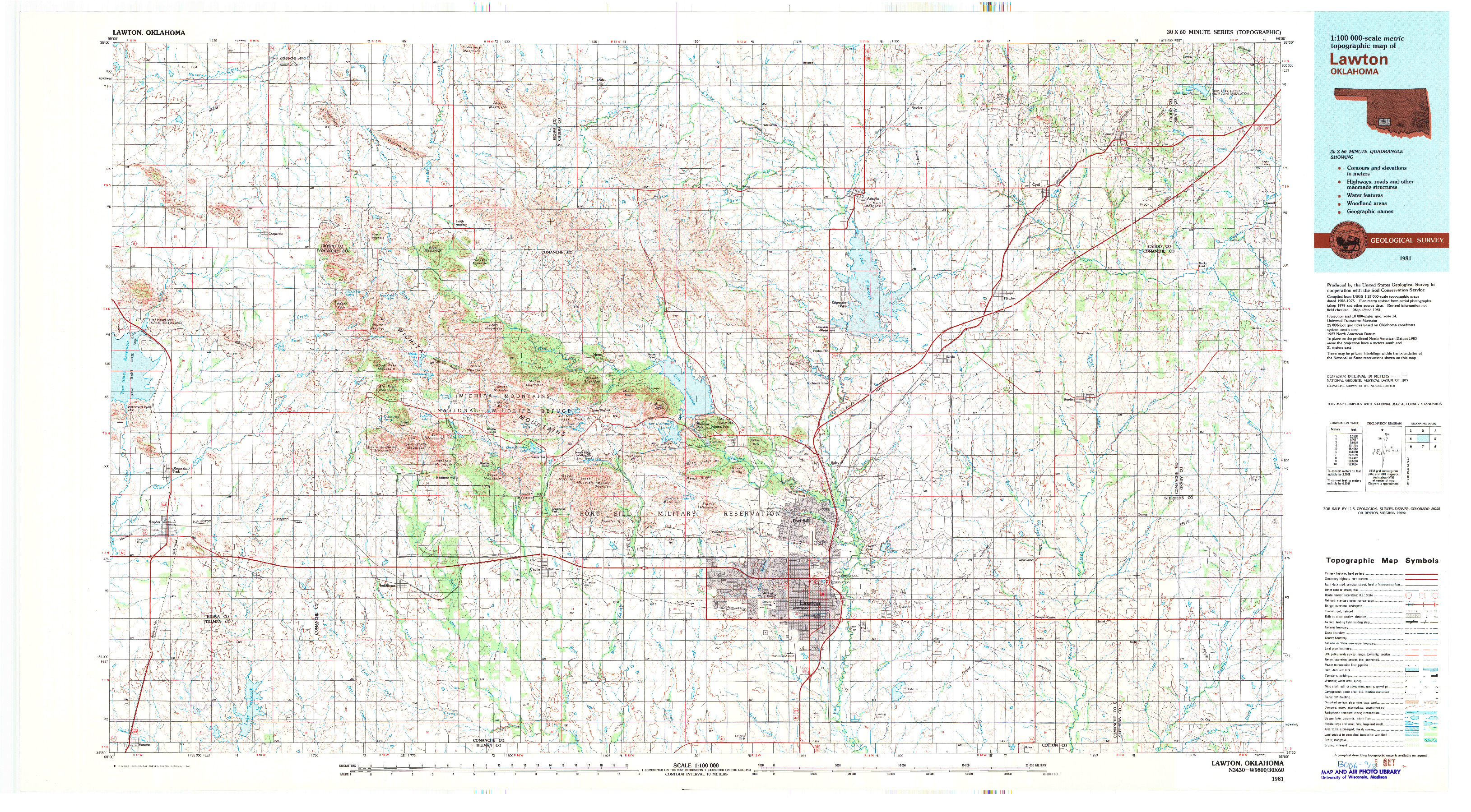 USGS 1:100000-SCALE QUADRANGLE FOR LAWTON, OK 1981