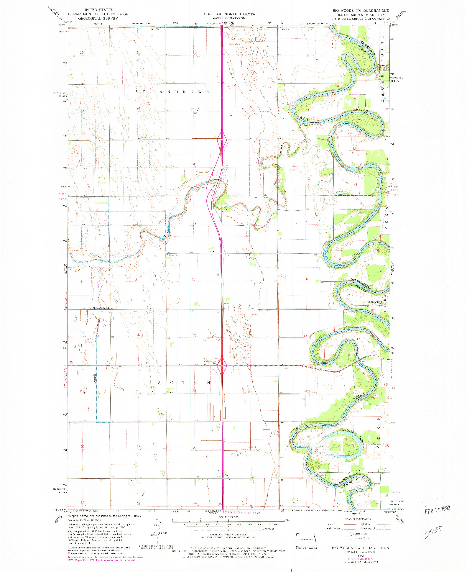USGS 1:24000-SCALE QUADRANGLE FOR BIG WOODS NW, ND 1960