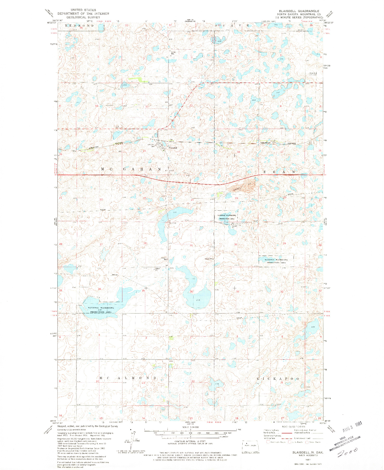 USGS 1:24000-SCALE QUADRANGLE FOR BLAISDELL, ND 1981