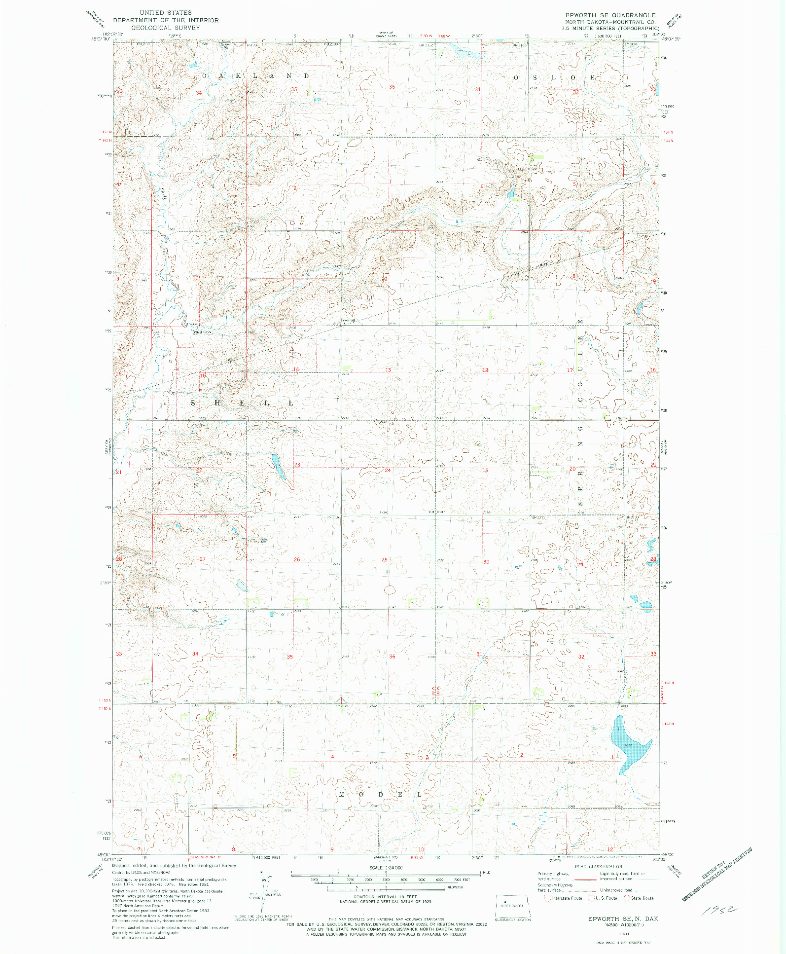 USGS 1:24000-SCALE QUADRANGLE FOR EPWORTH SE, ND 1981