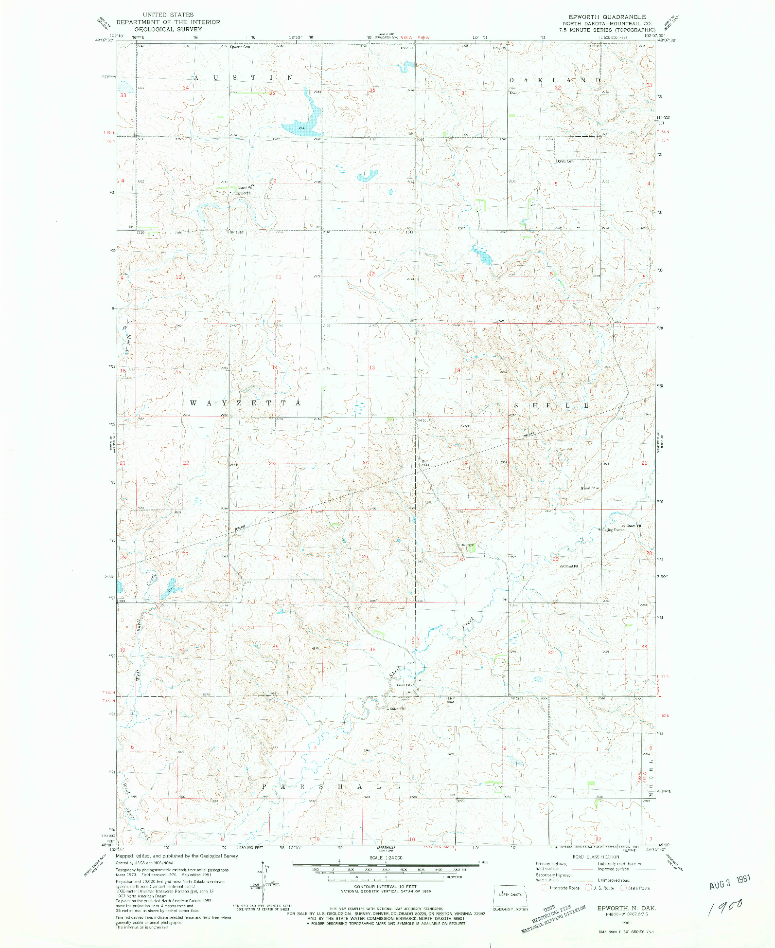 USGS 1:24000-SCALE QUADRANGLE FOR EPWORTH, ND 1981