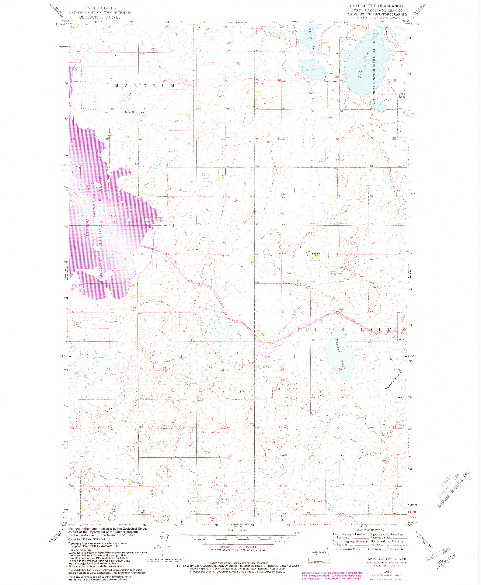USGS 1:24000-SCALE QUADRANGLE FOR LAKE NETTIE, ND 1961