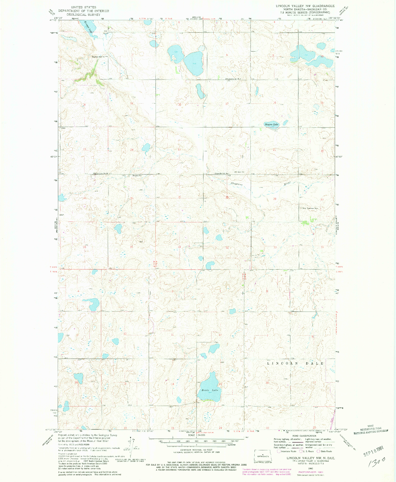 USGS 1:24000-SCALE QUADRANGLE FOR LINCOLN VALLEY NW, ND 1960