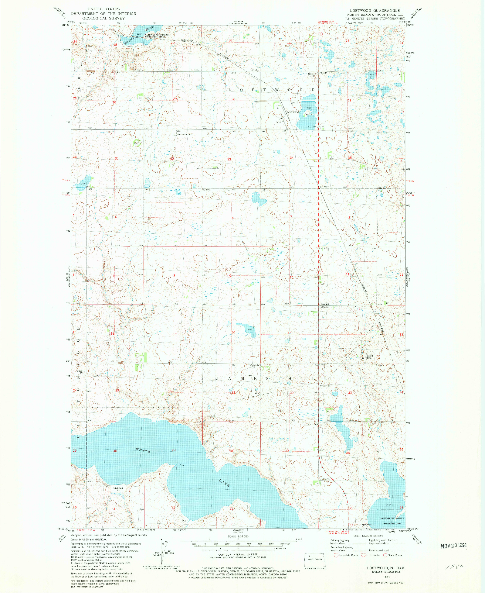 USGS 1:24000-SCALE QUADRANGLE FOR LOSTWOOD, ND 1981