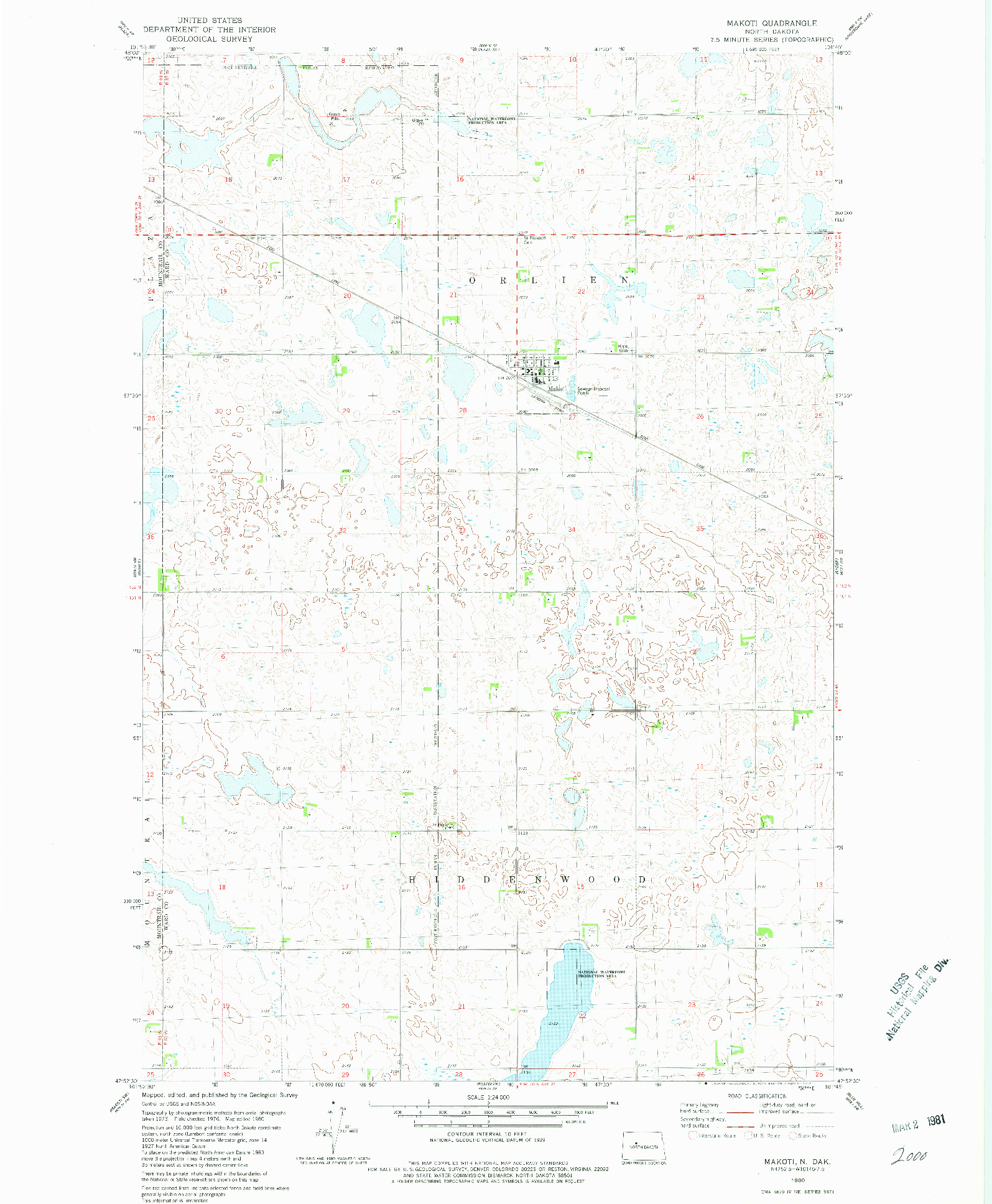 USGS 1:24000-SCALE QUADRANGLE FOR MAKOTI, ND 1980