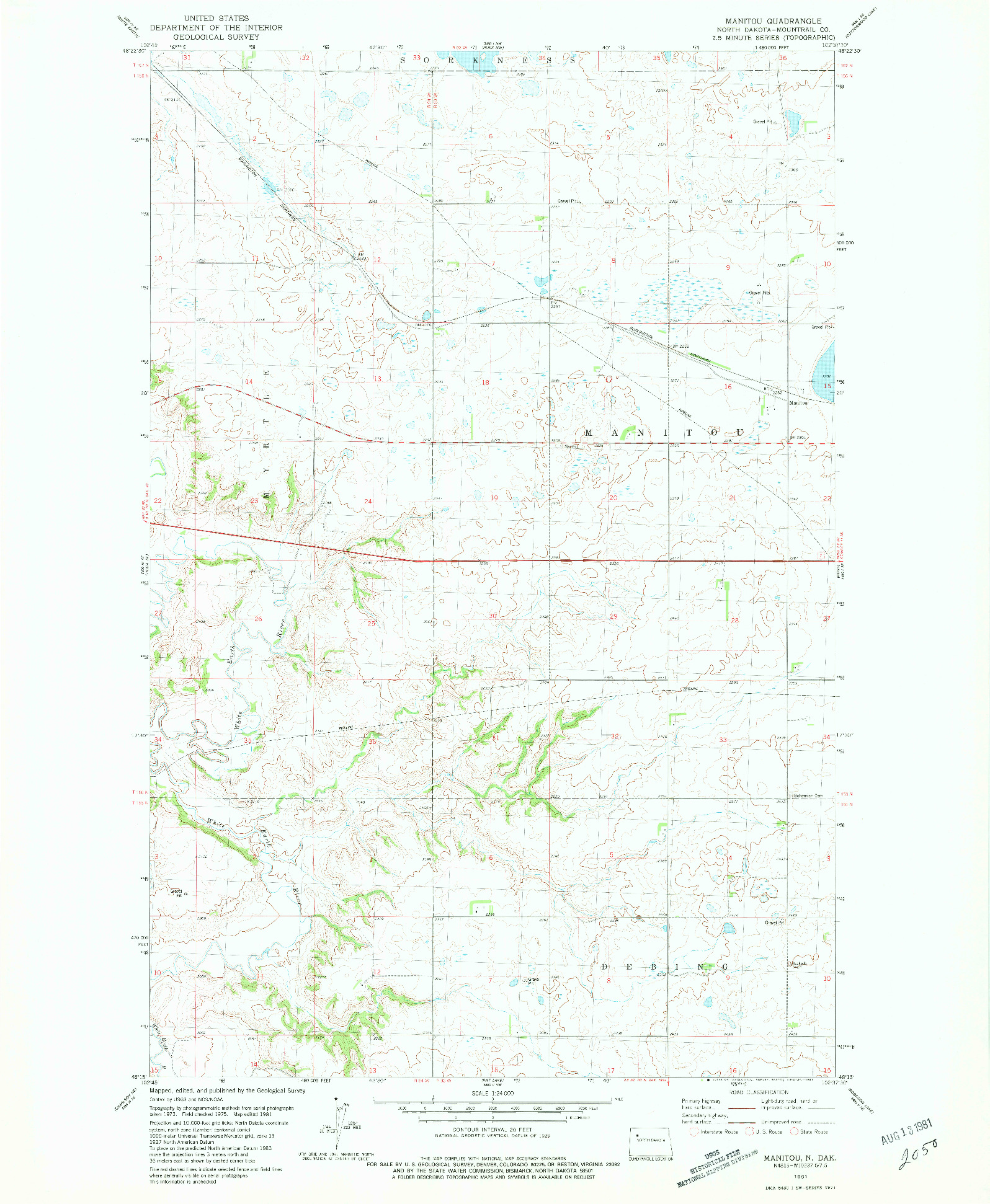 USGS 1:24000-SCALE QUADRANGLE FOR MANITOU, ND 1981