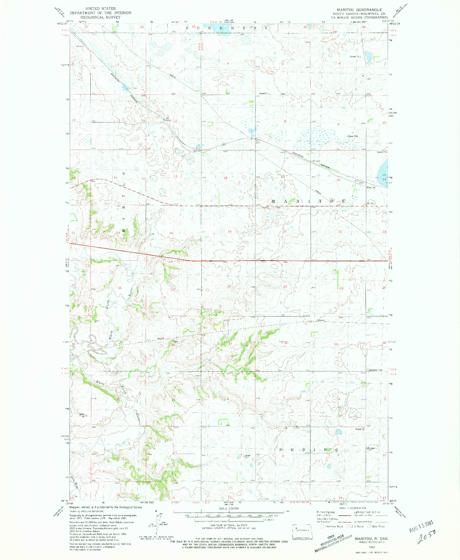USGS 1:24000-SCALE QUADRANGLE FOR MANITOU, ND 1981