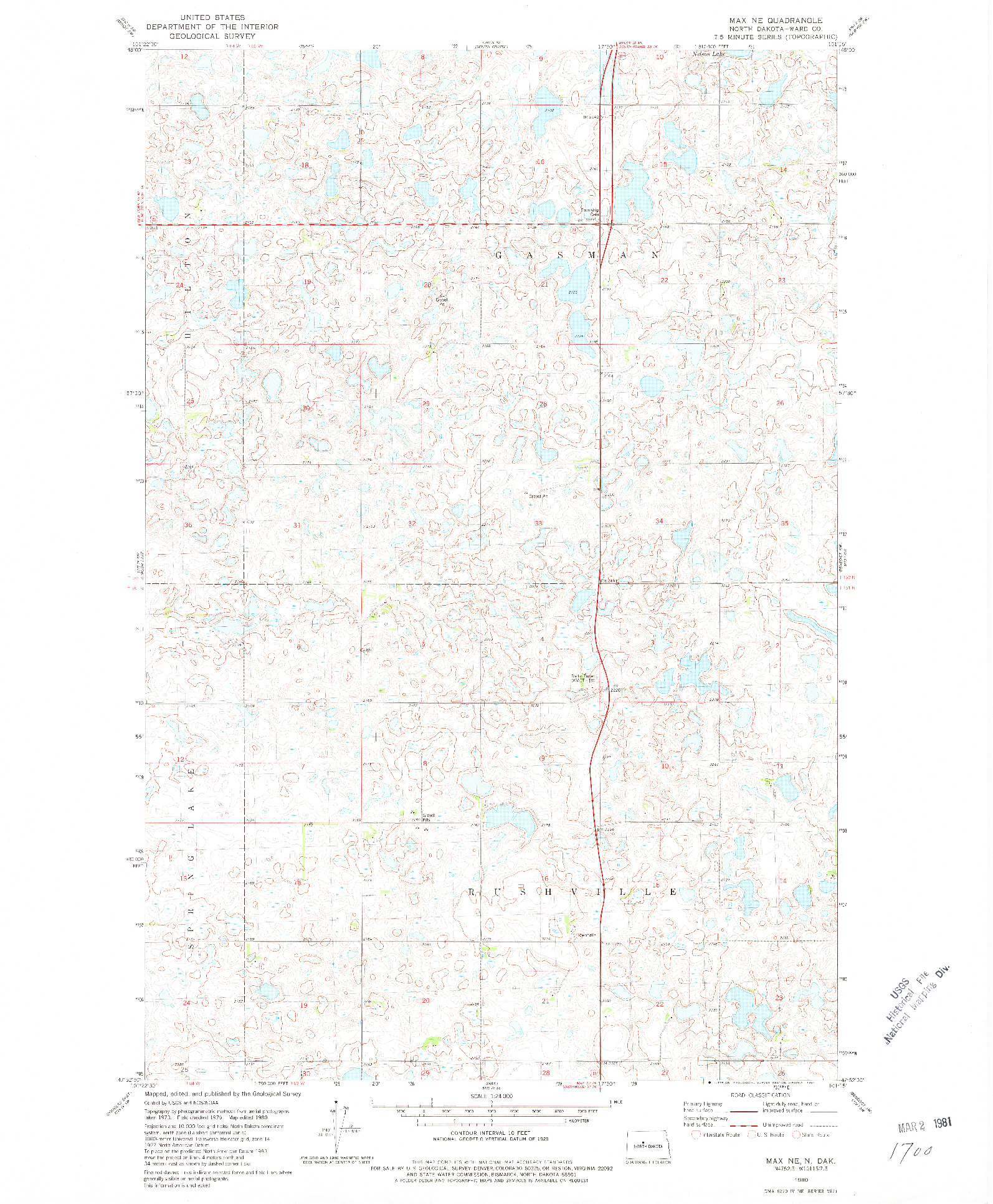 USGS 1:24000-SCALE QUADRANGLE FOR MAX NE, ND 1980