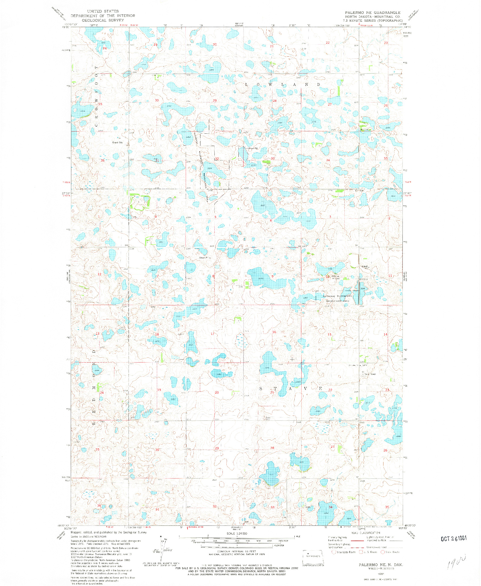 USGS 1:24000-SCALE QUADRANGLE FOR PALERMO NE, ND 1981