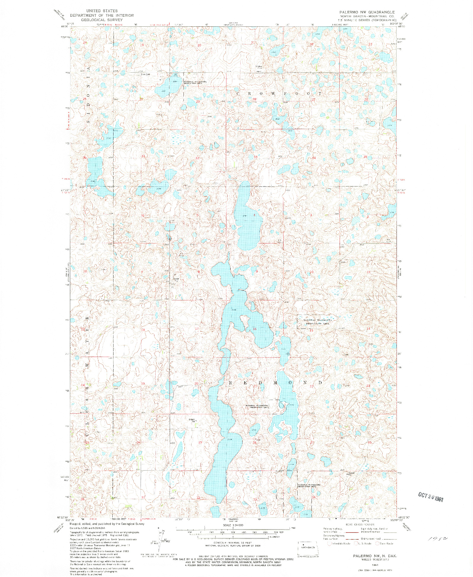 USGS 1:24000-SCALE QUADRANGLE FOR PALERMO NW, ND 1981