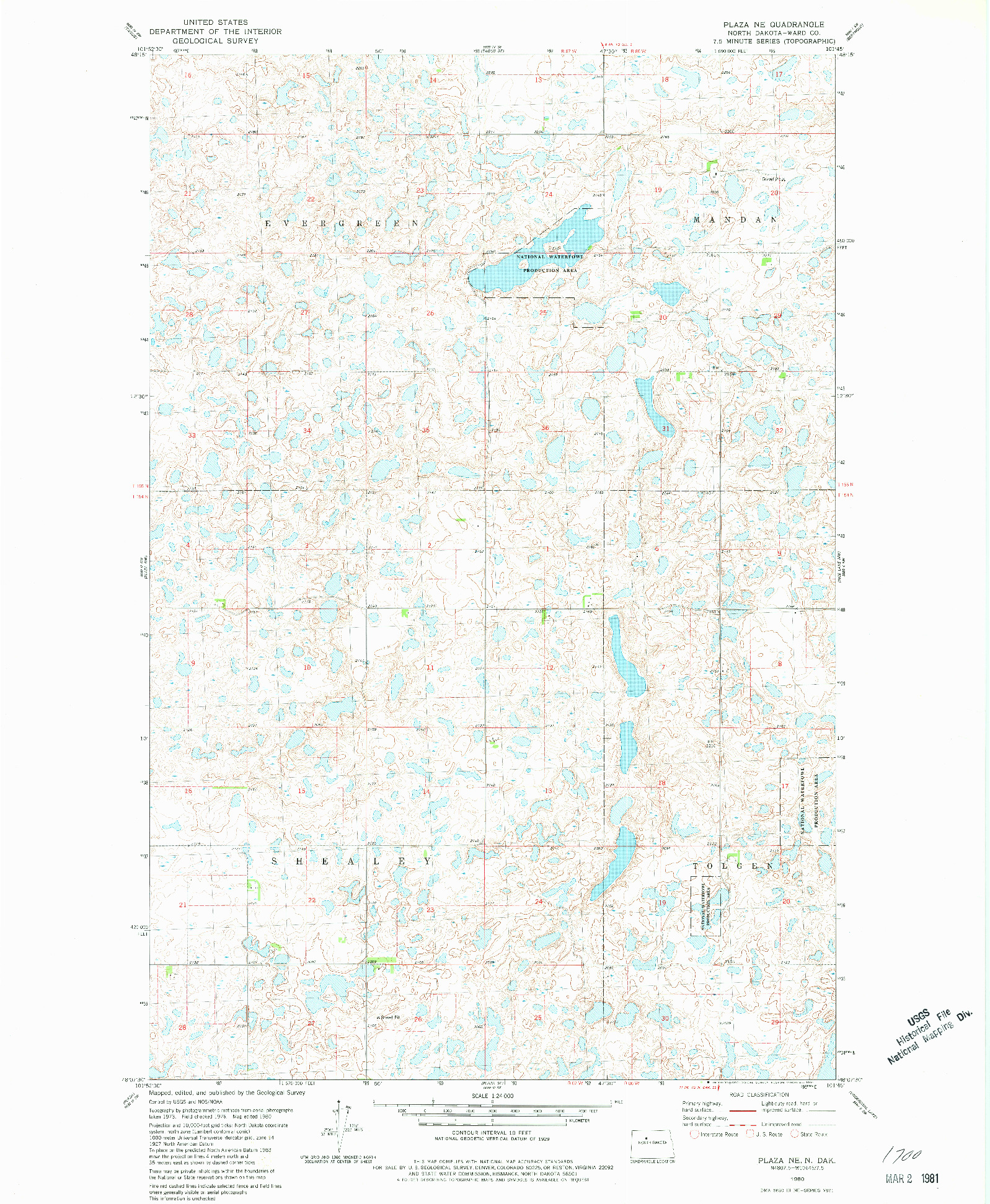 USGS 1:24000-SCALE QUADRANGLE FOR PLAZA NE, ND 1980