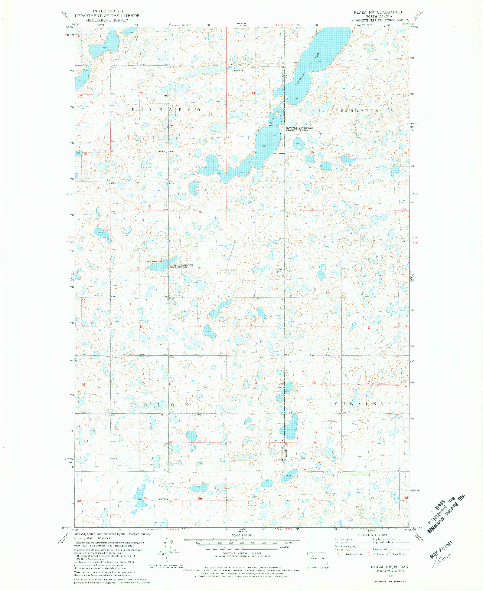 USGS 1:24000-SCALE QUADRANGLE FOR PLAZA NW, ND 1981