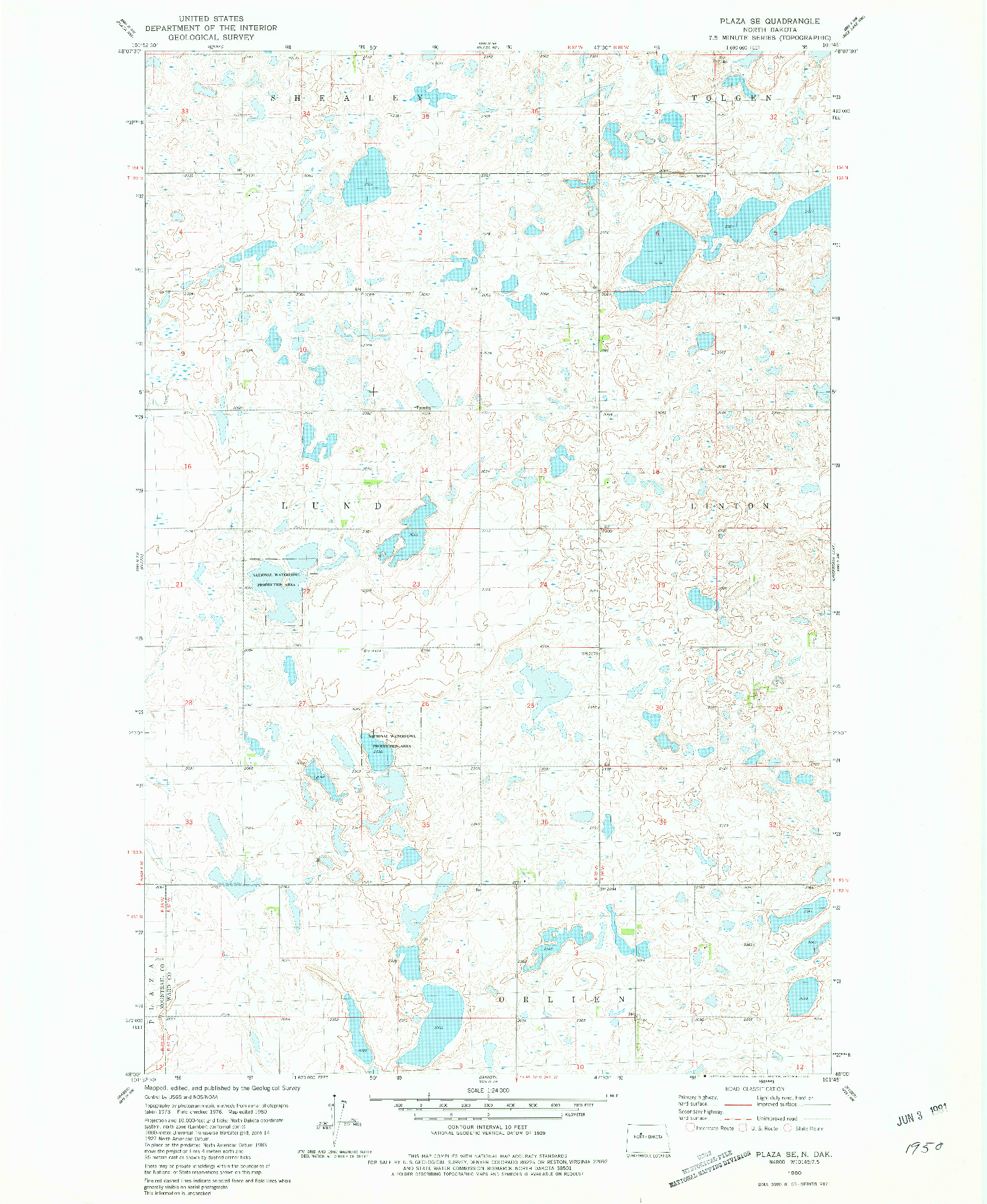 USGS 1:24000-SCALE QUADRANGLE FOR PLAZA SE, ND 1980
