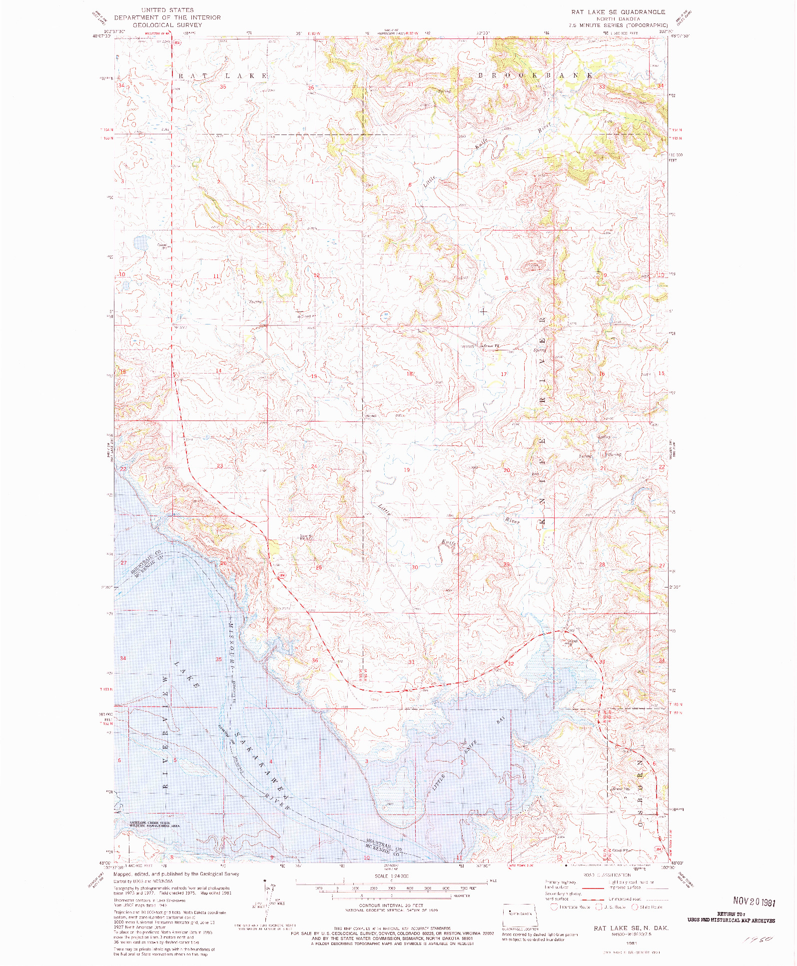 USGS 1:24000-SCALE QUADRANGLE FOR RAT LAKE SE, ND 1981