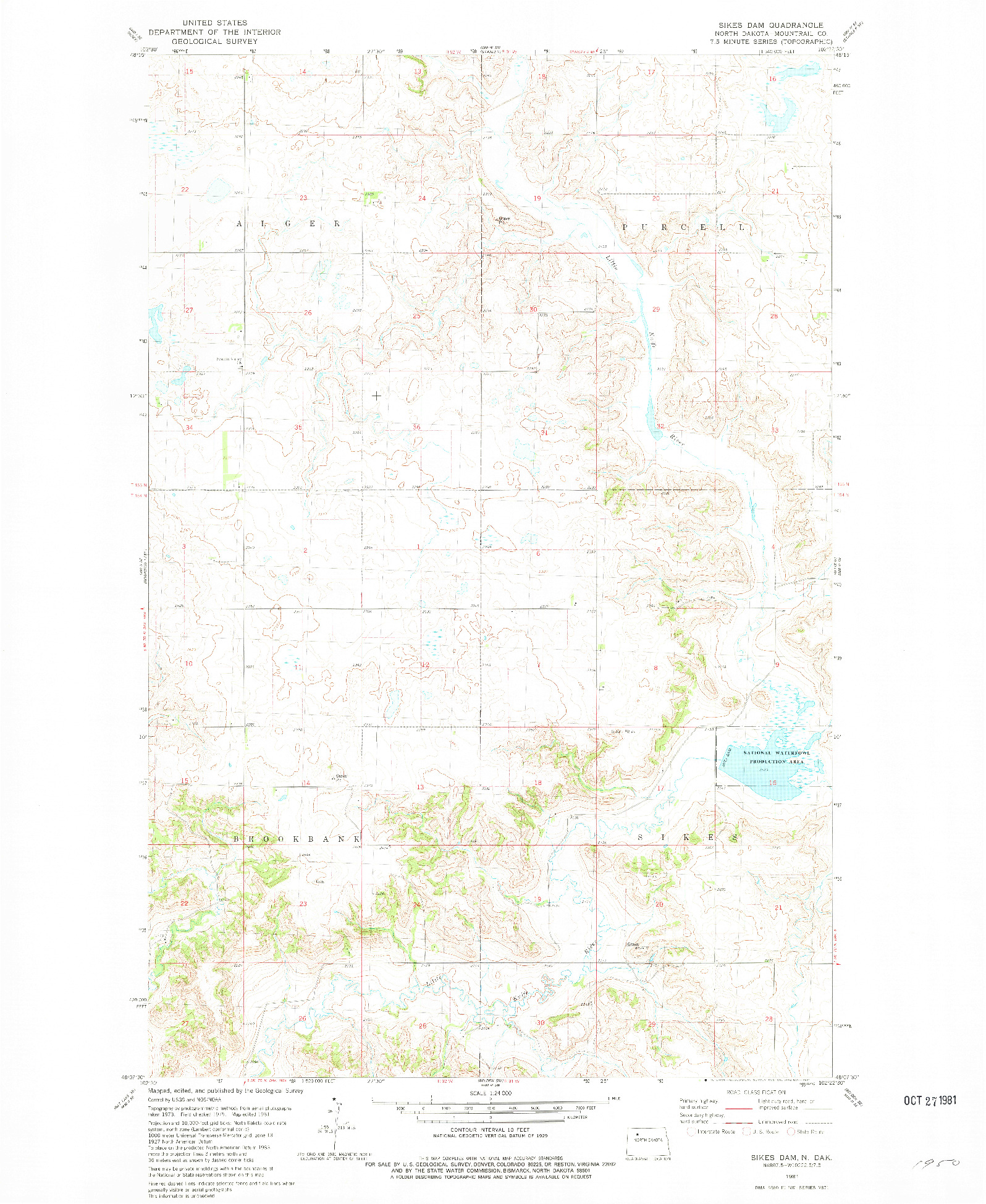 USGS 1:24000-SCALE QUADRANGLE FOR SIKES DAM, ND 1981