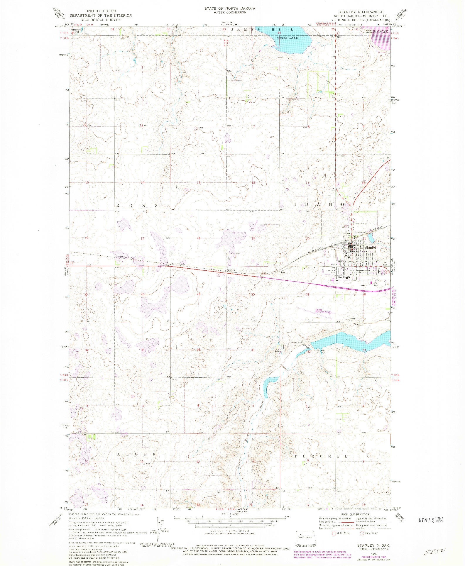 USGS 1:24000-SCALE QUADRANGLE FOR STANLEY, ND 1969