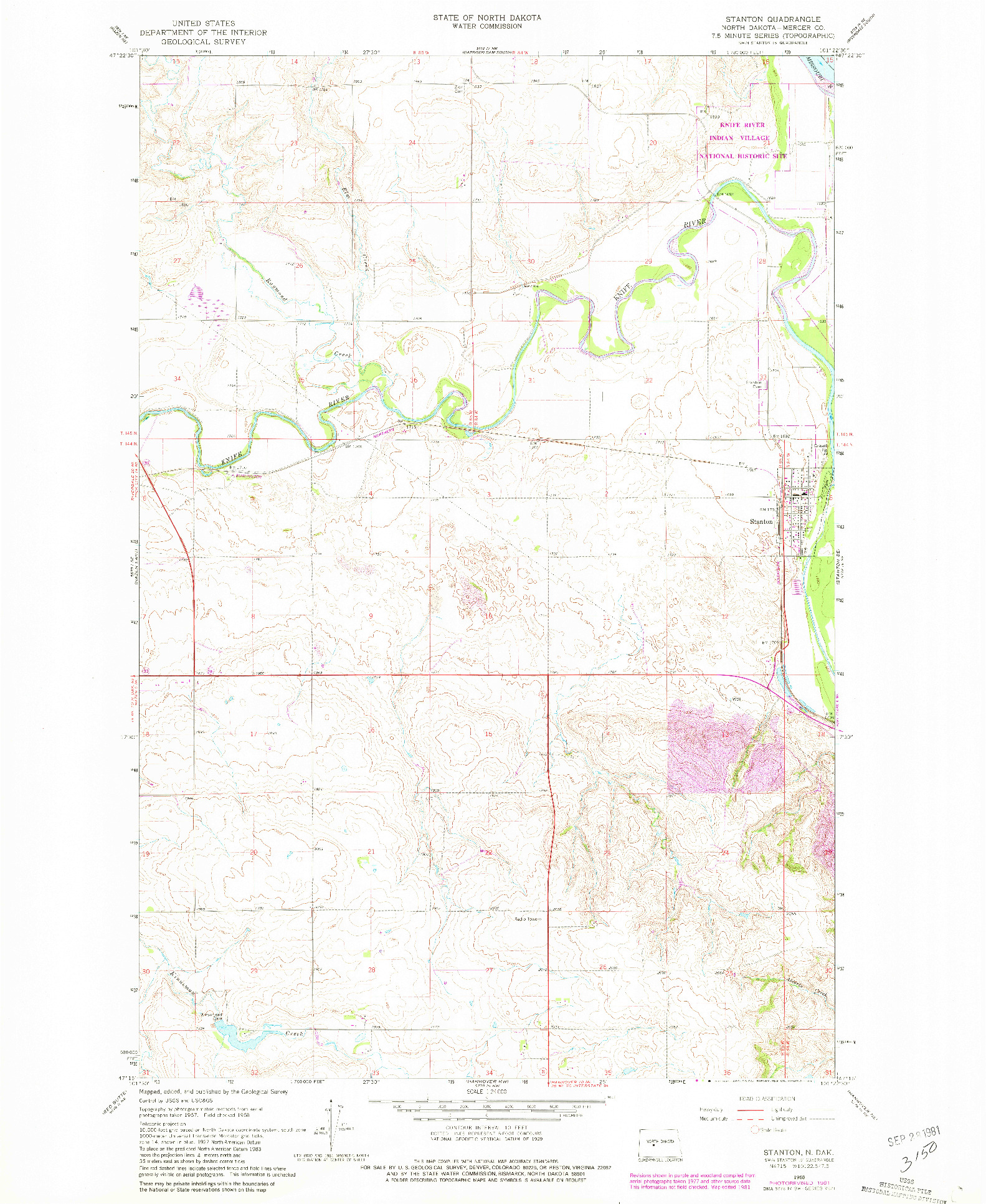 USGS 1:24000-SCALE QUADRANGLE FOR STANTON, ND 1968