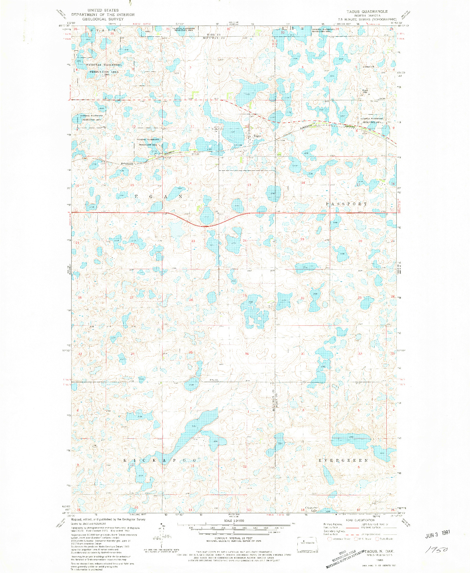 USGS 1:24000-SCALE QUADRANGLE FOR TAGUS, ND 1980