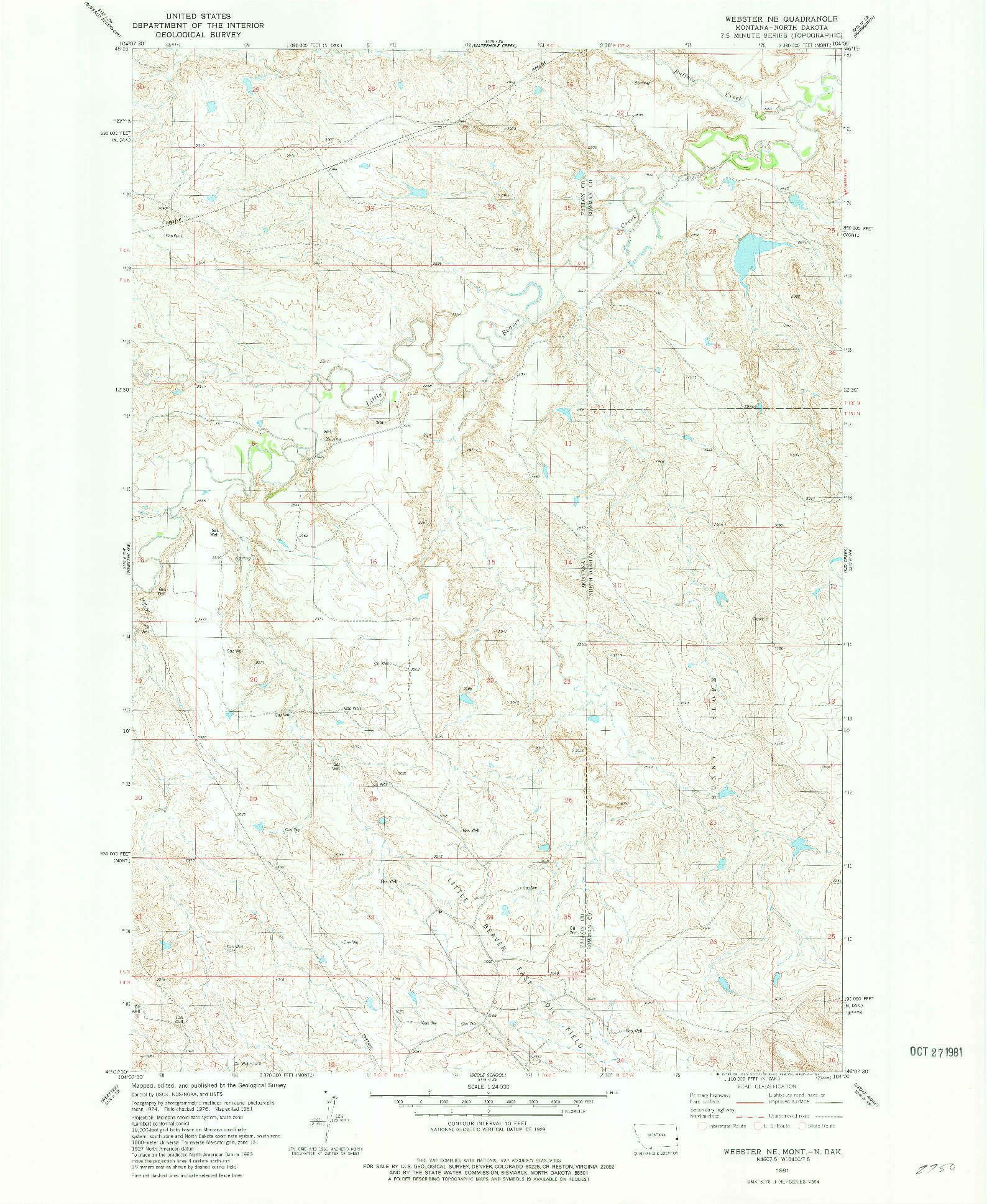 USGS 1:24000-SCALE QUADRANGLE FOR WEBSTER NE, ND 1981
