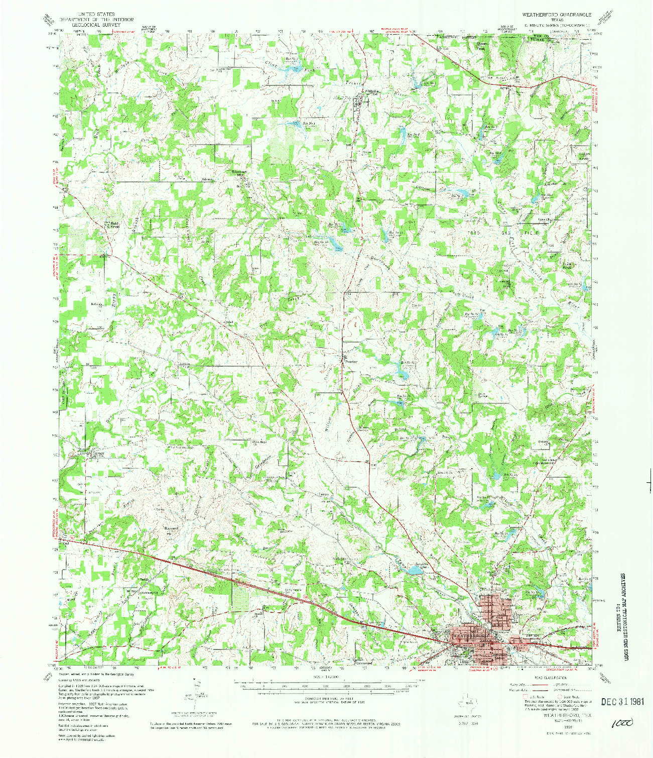 USGS 1:62500-SCALE QUADRANGLE FOR WEATHERFORD, TX 1959
