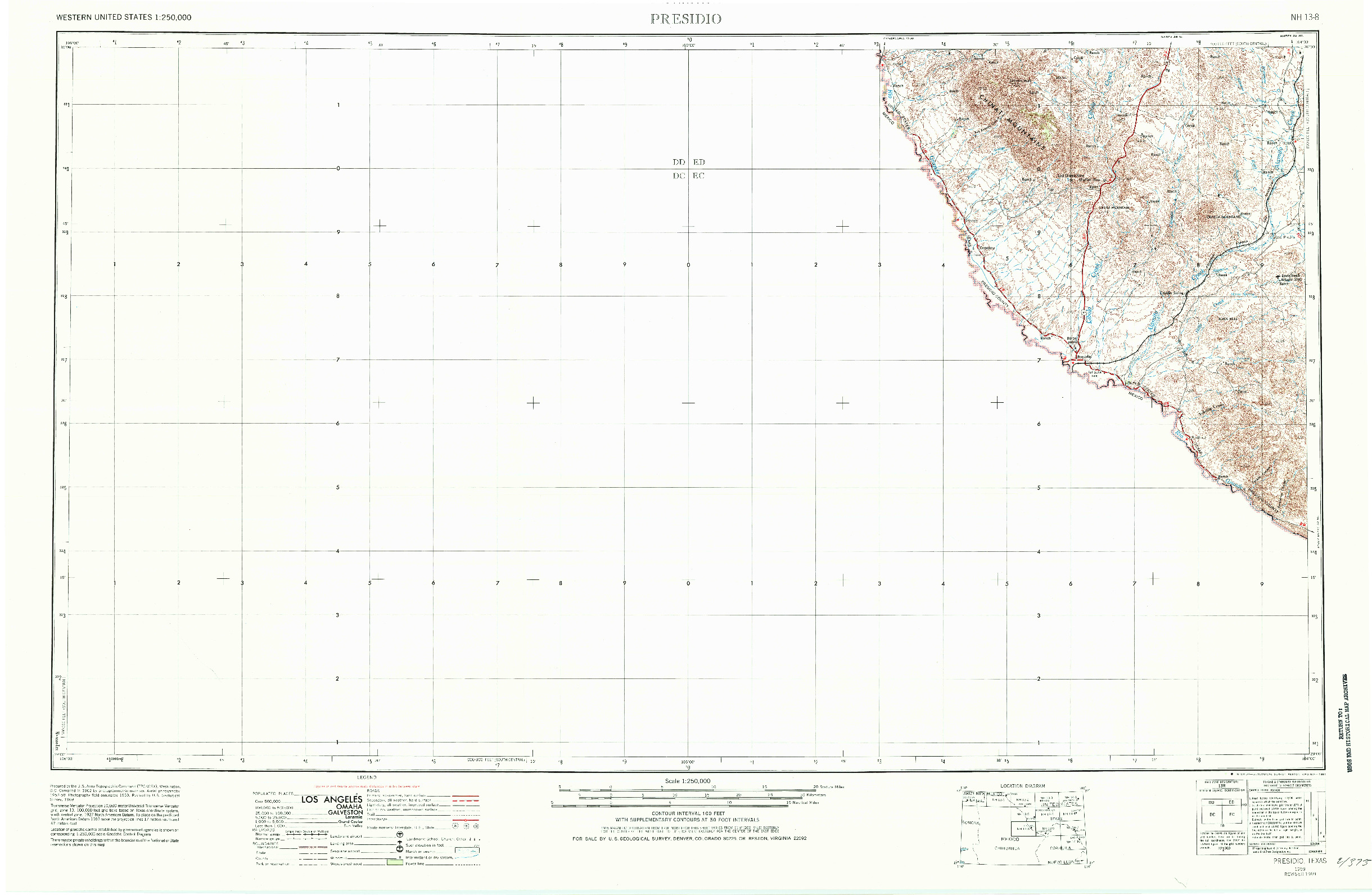 USGS 1:250000-SCALE QUADRANGLE FOR PRESIDIO, TX 1959