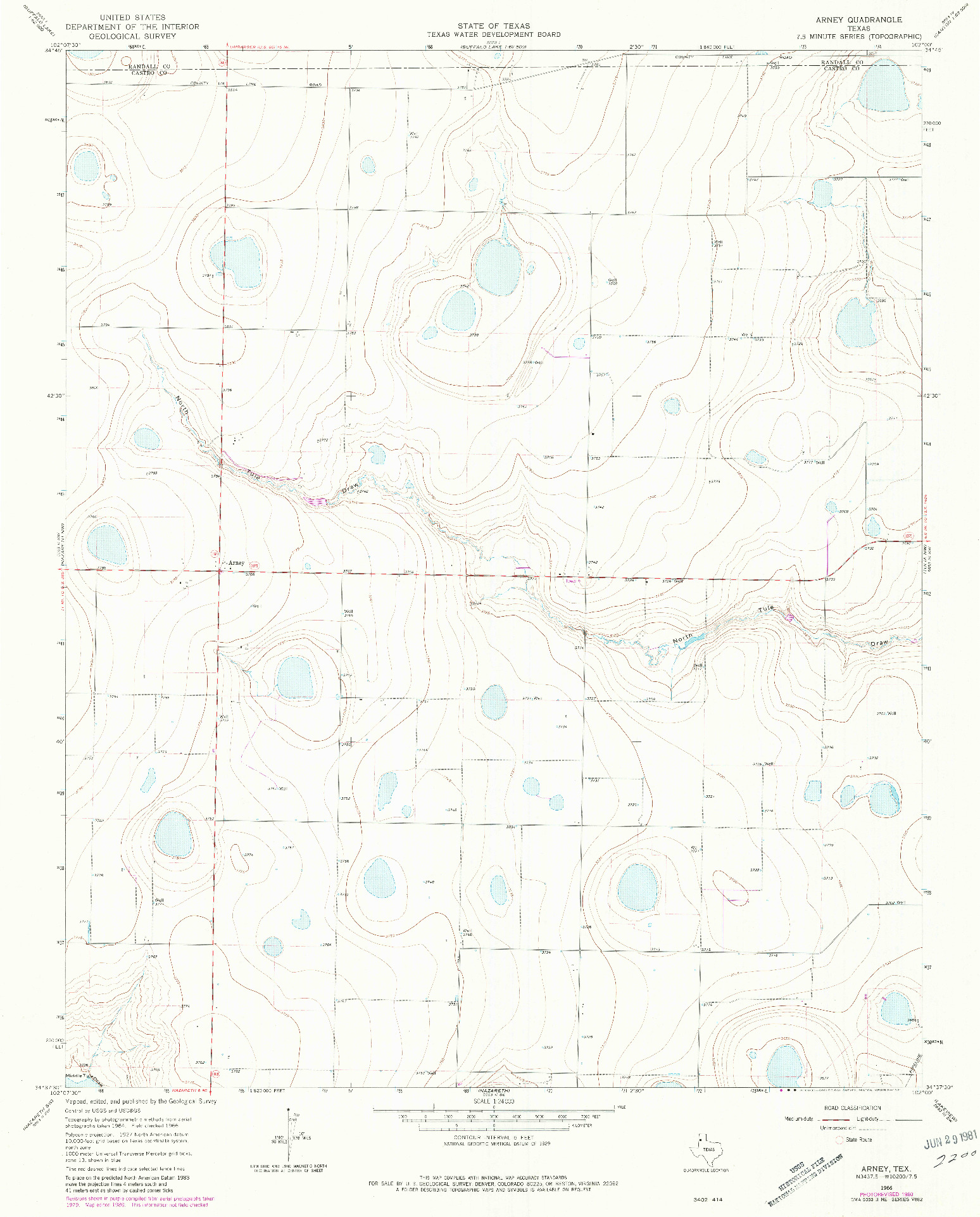 USGS 1:24000-SCALE QUADRANGLE FOR ARNEY, TX 1966