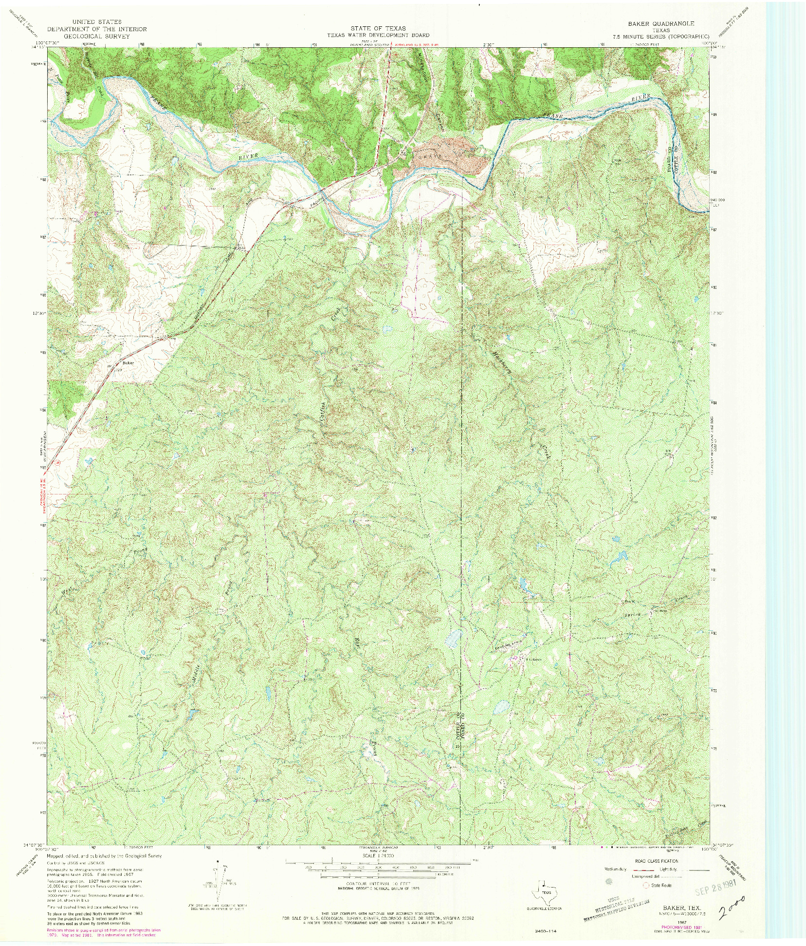 USGS 1:24000-SCALE QUADRANGLE FOR BAKER, TX 1967