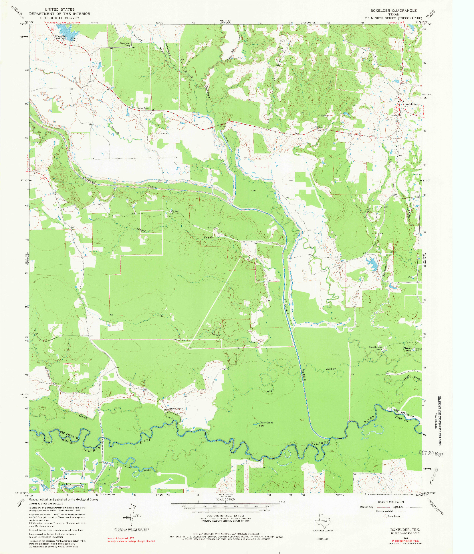 USGS 1:24000-SCALE QUADRANGLE FOR BOXELDER, TX 1965
