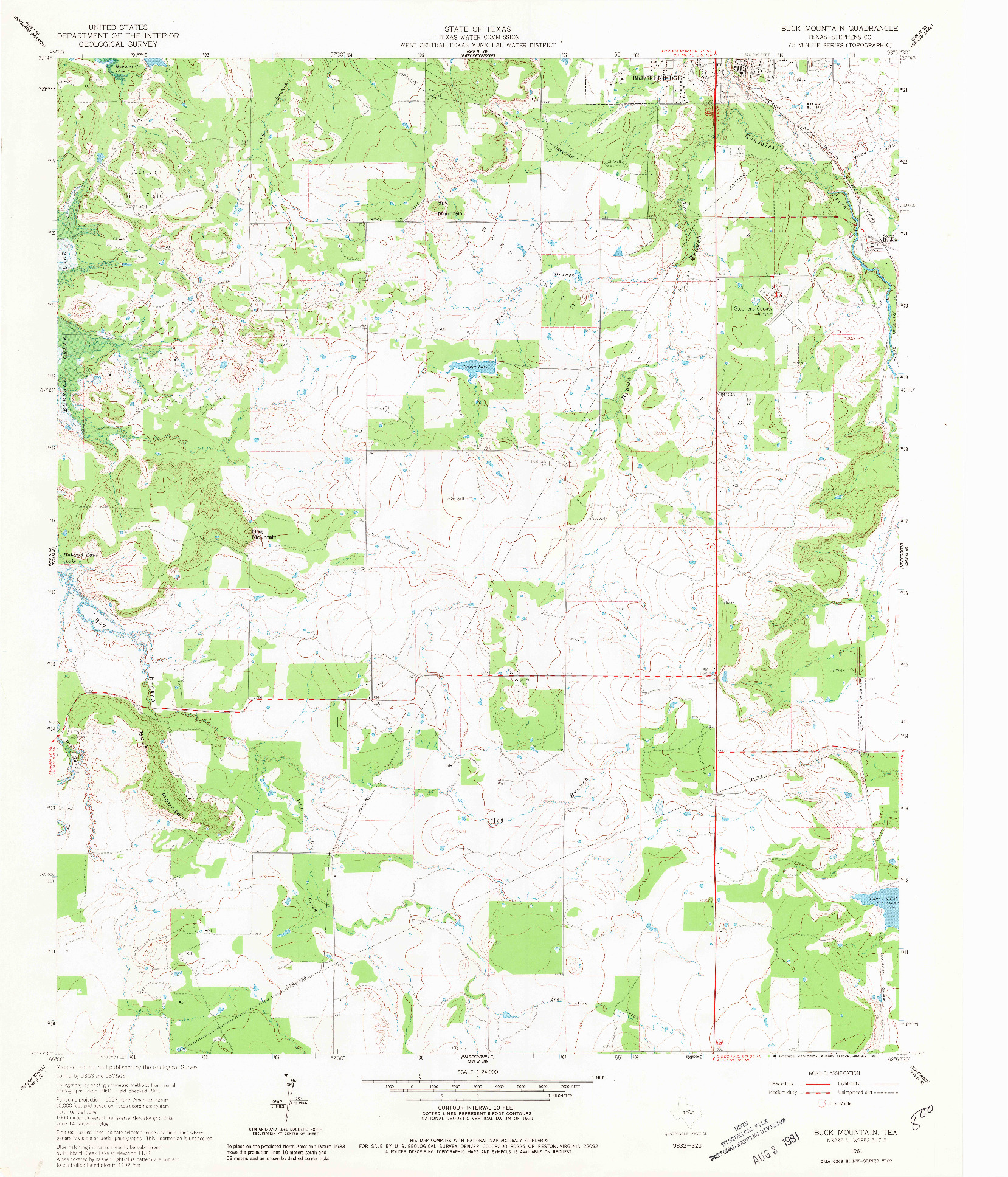 USGS 1:24000-SCALE QUADRANGLE FOR BUCK MOUNTAIN, TX 1961