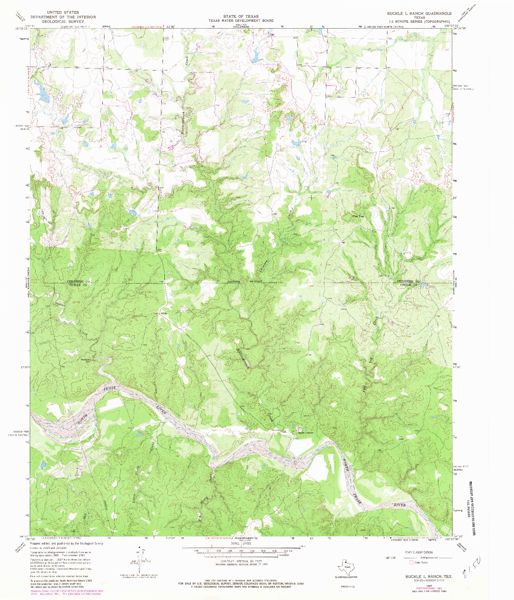 USGS 1:24000-SCALE QUADRANGLE FOR BUCKLE L RANCH, TX 1967