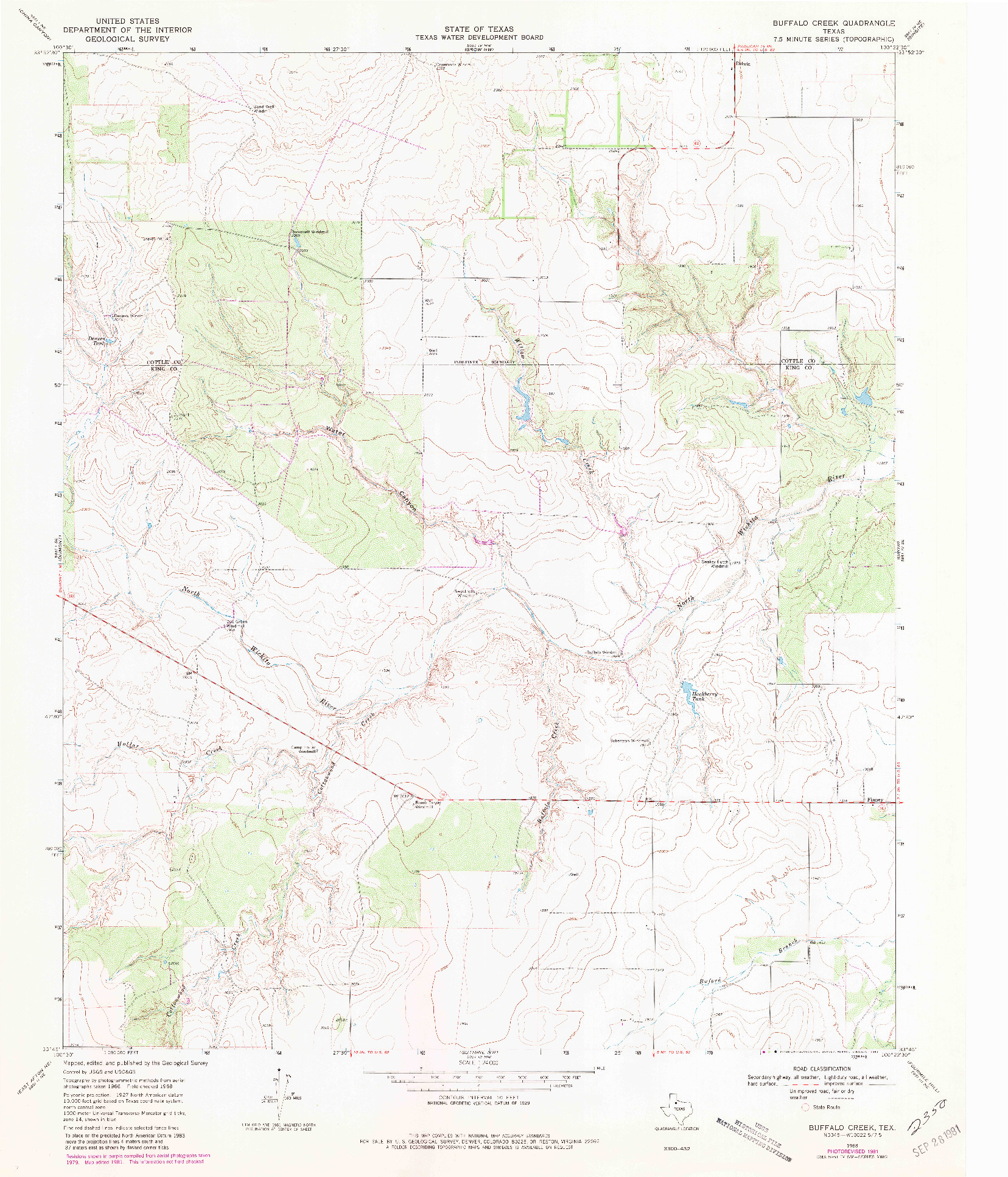 USGS 1:24000-SCALE QUADRANGLE FOR BUFFALO CREEK, TX 1968