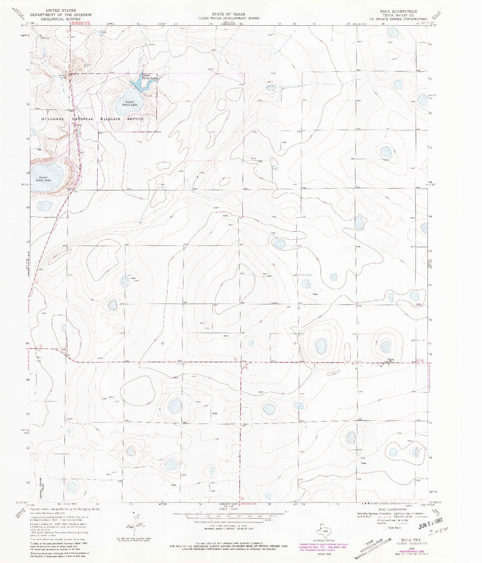 USGS 1:24000-SCALE QUADRANGLE FOR BULA, TX 1968