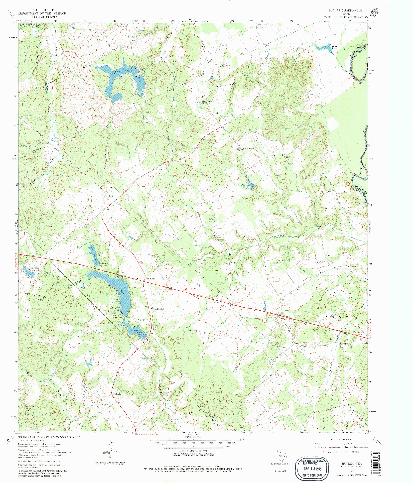 USGS 1:24000-SCALE QUADRANGLE FOR BUTLER, TX 1964