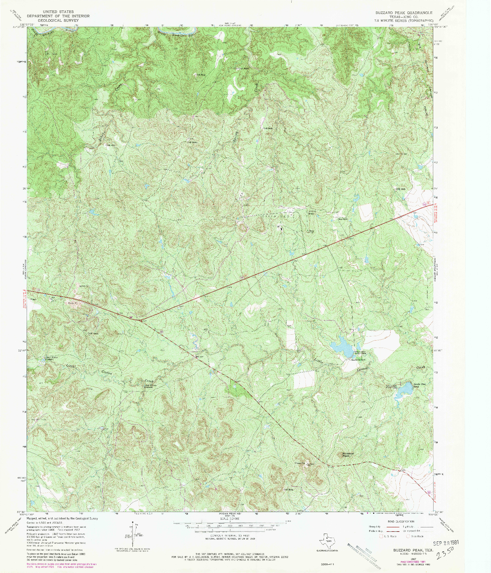 USGS 1:24000-SCALE QUADRANGLE FOR BUZZARD PEAK, TX 1967