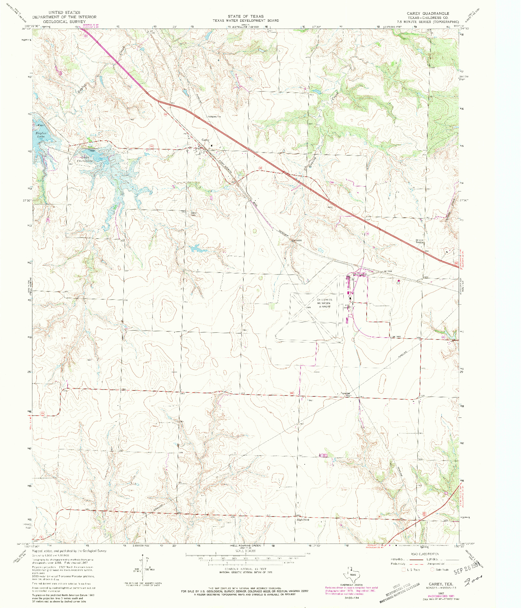 USGS 1:24000-SCALE QUADRANGLE FOR CAREY, TX 1967