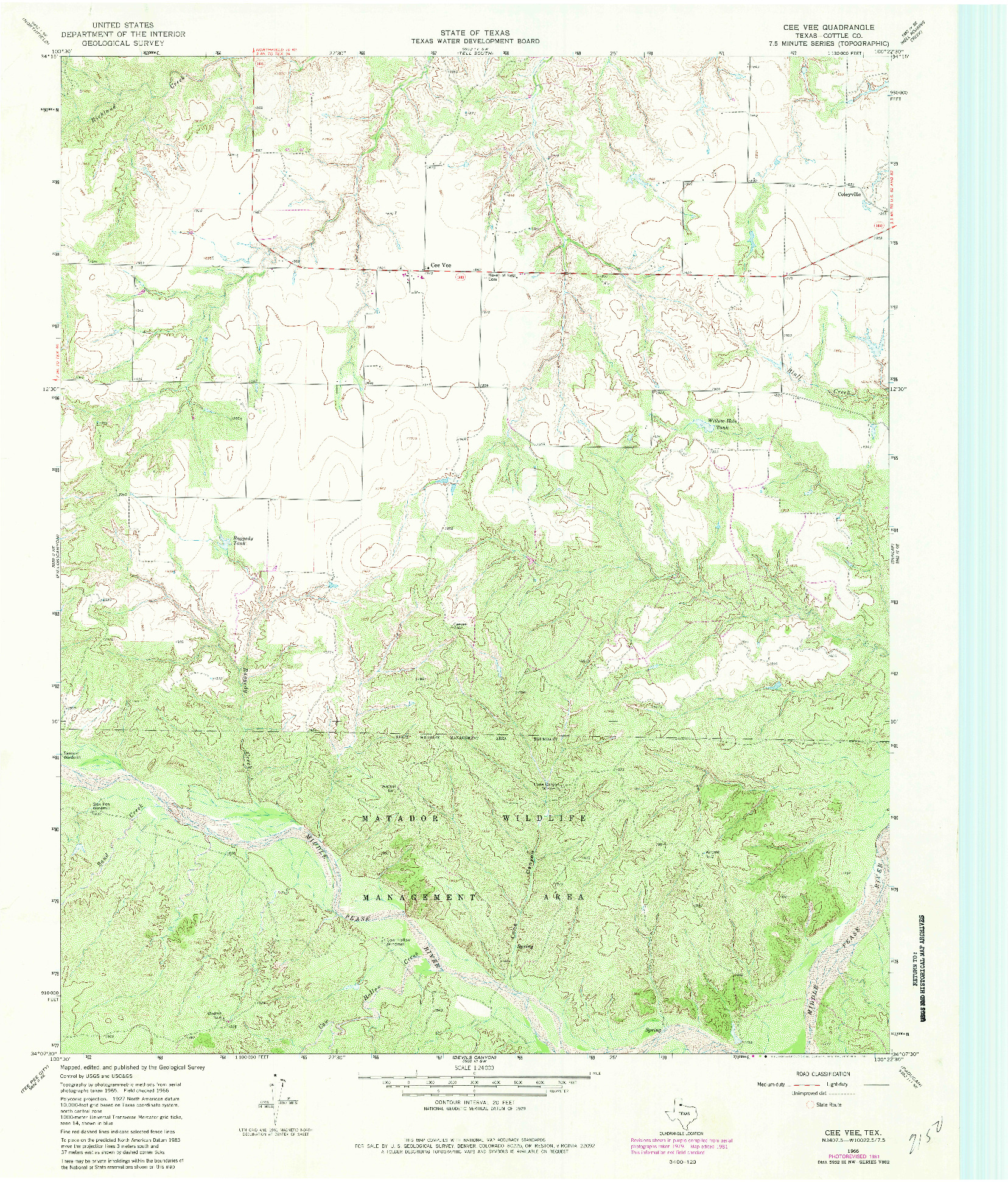 USGS 1:24000-SCALE QUADRANGLE FOR CEE VEE, TX 1966