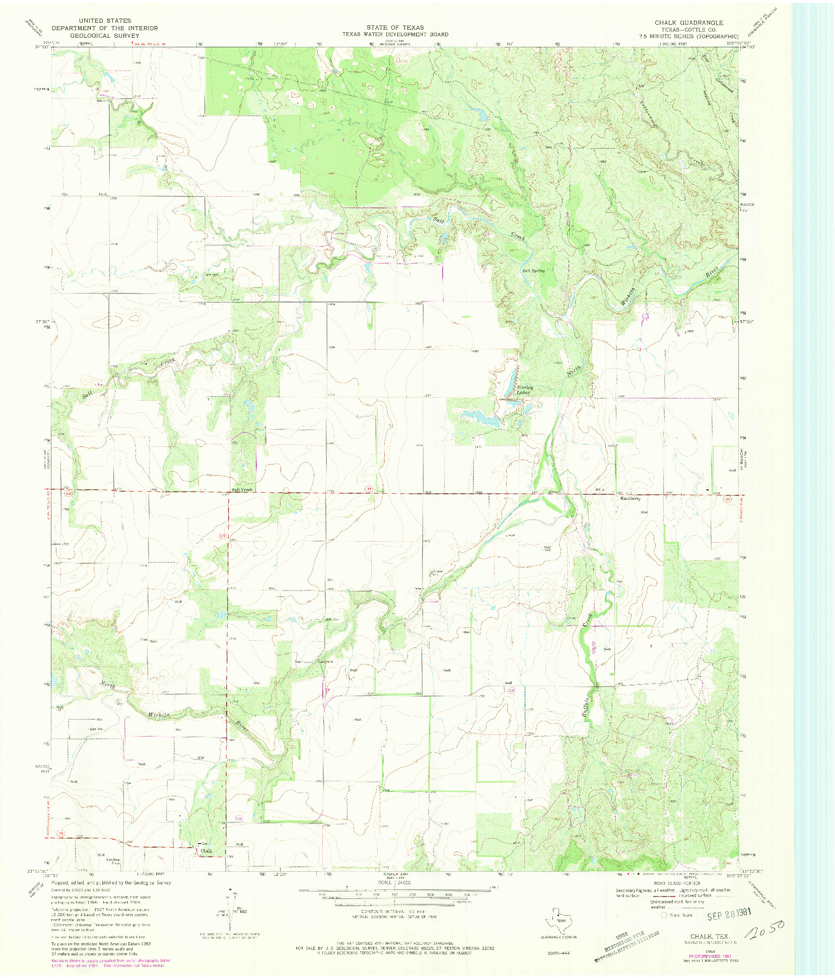 USGS 1:24000-SCALE QUADRANGLE FOR CHALK, TX 1968