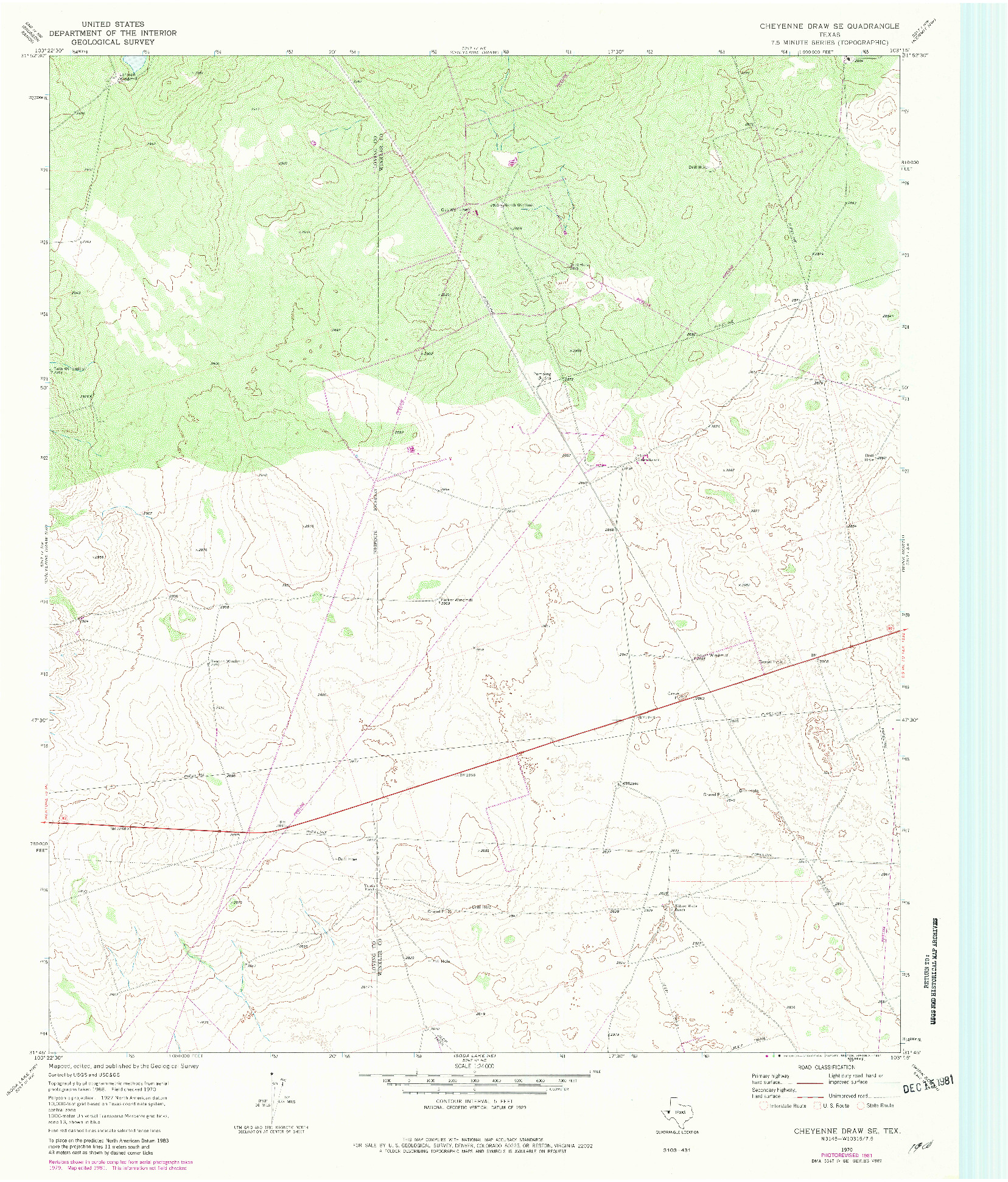 USGS 1:24000-SCALE QUADRANGLE FOR CHEYENNE DRAW SE, TX 1970