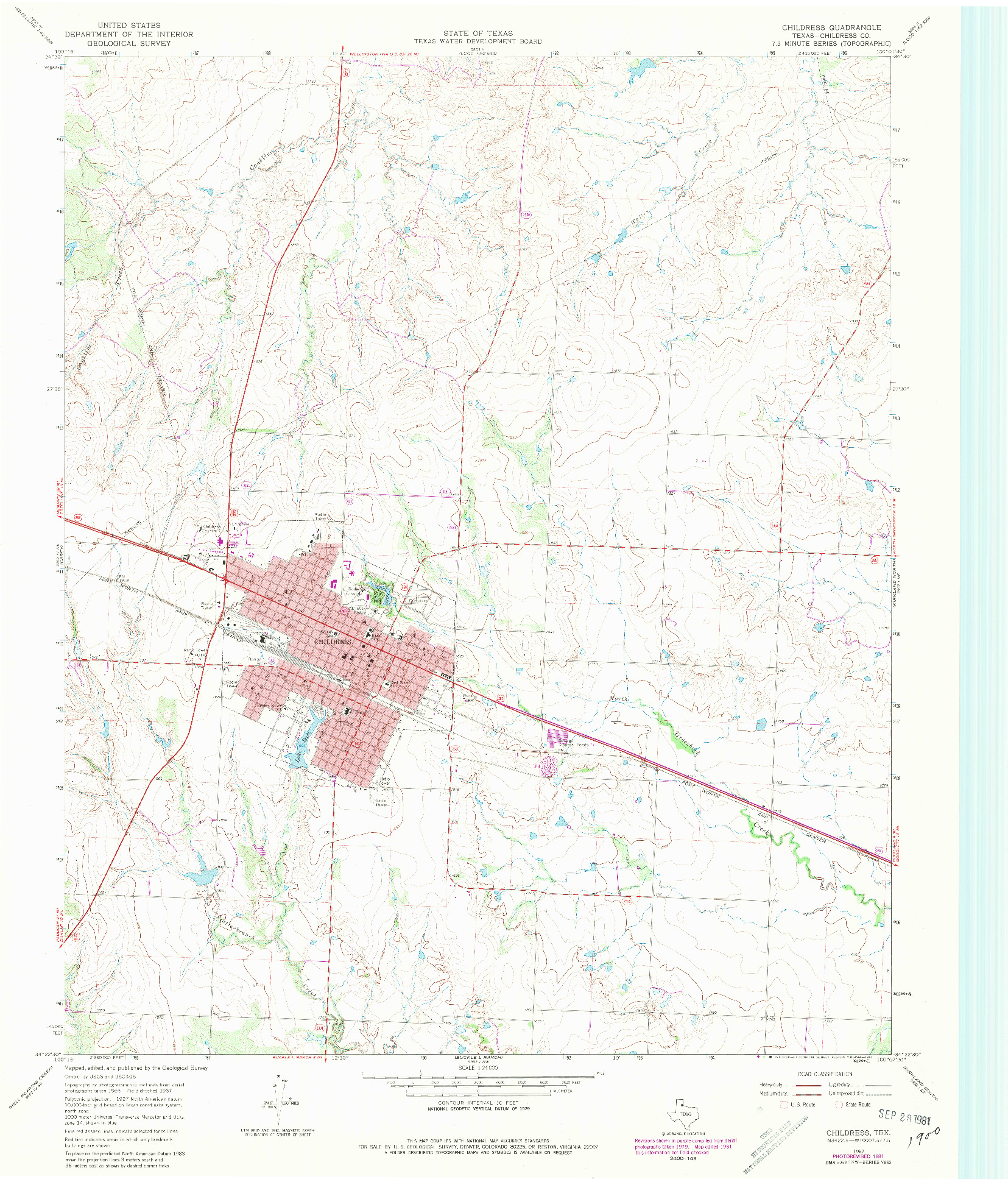 USGS 1:24000-SCALE QUADRANGLE FOR CHILDRESS, TX 1967