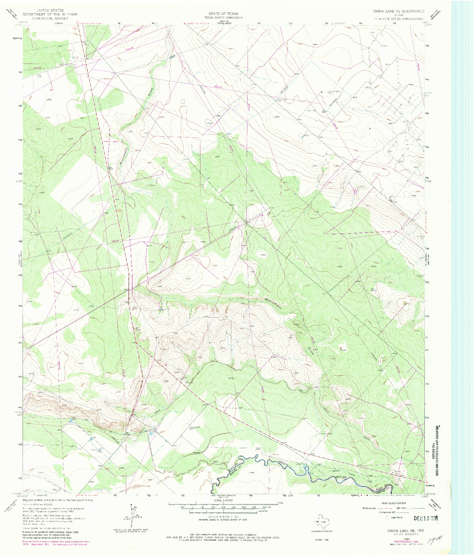 USGS 1:24000-SCALE QUADRANGLE FOR CHINA LAKE NE, TX 1963