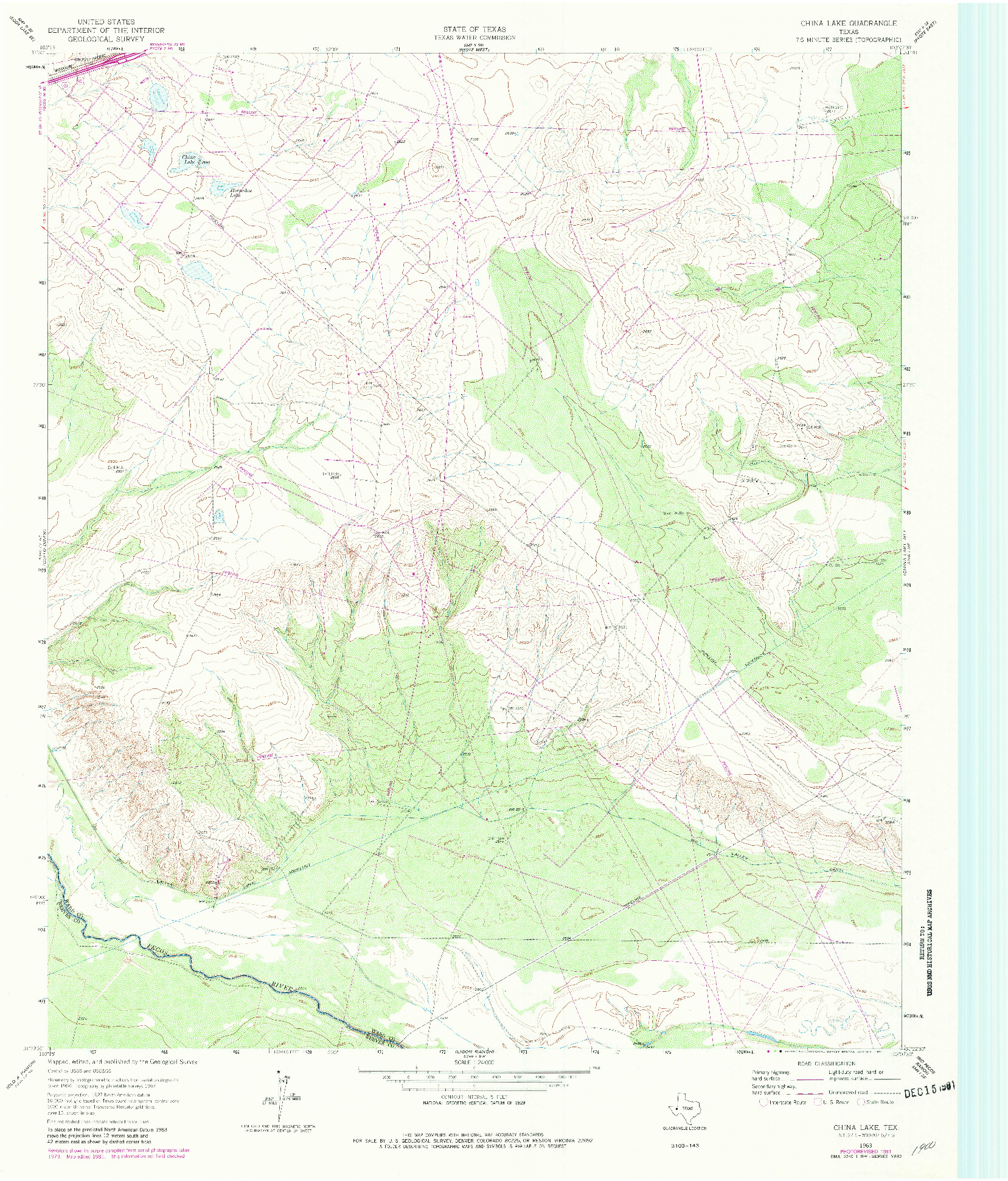 USGS 1:24000-SCALE QUADRANGLE FOR CHINA LAKE, TX 1963