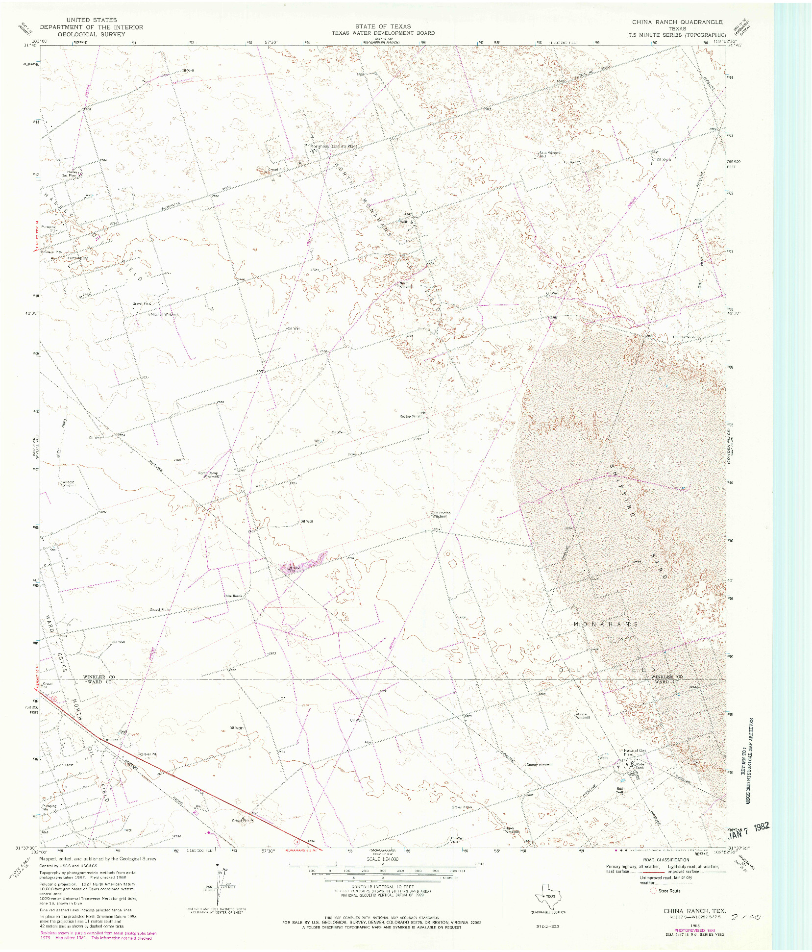 USGS 1:24000-SCALE QUADRANGLE FOR CHINA RANCH, TX 1968