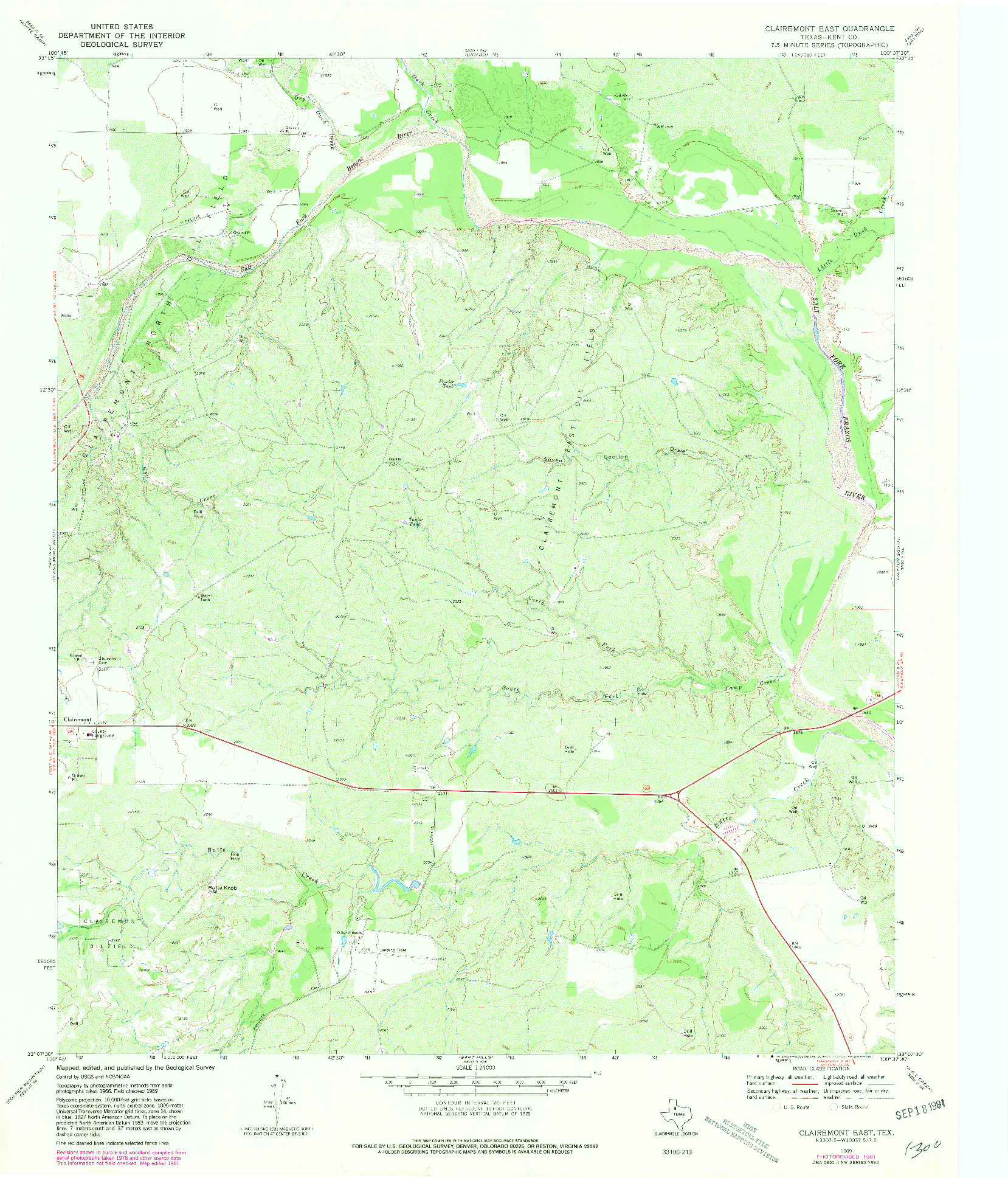 USGS 1:24000-SCALE QUADRANGLE FOR CLAIREMONT EAST, TX 1969