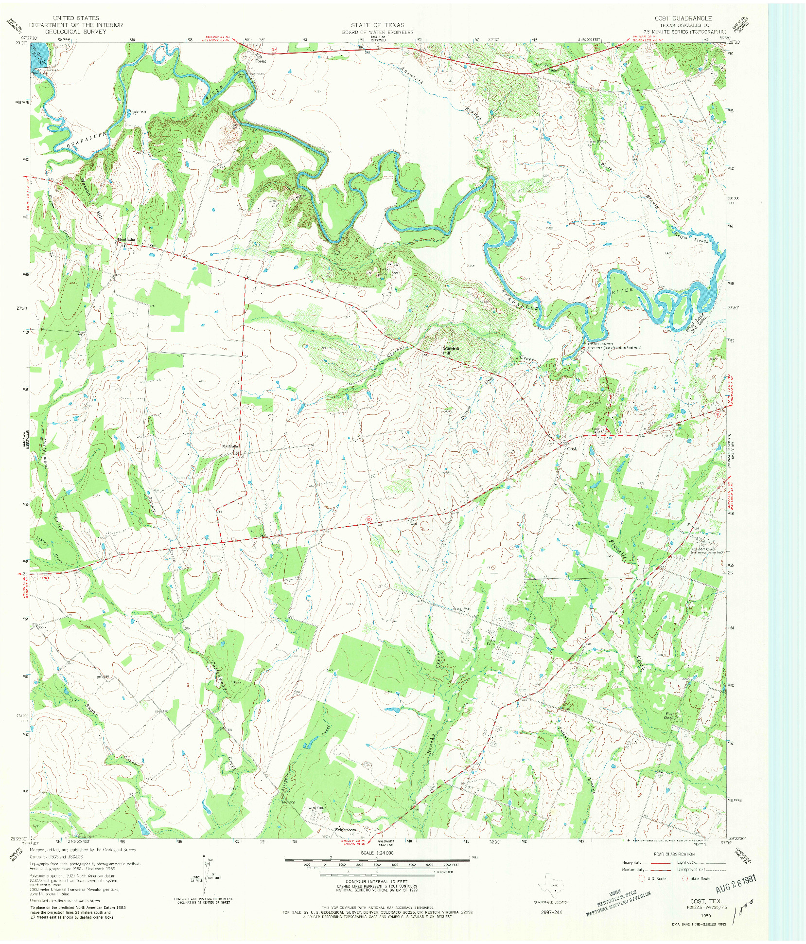 USGS 1:24000-SCALE QUADRANGLE FOR COST, TX 1959