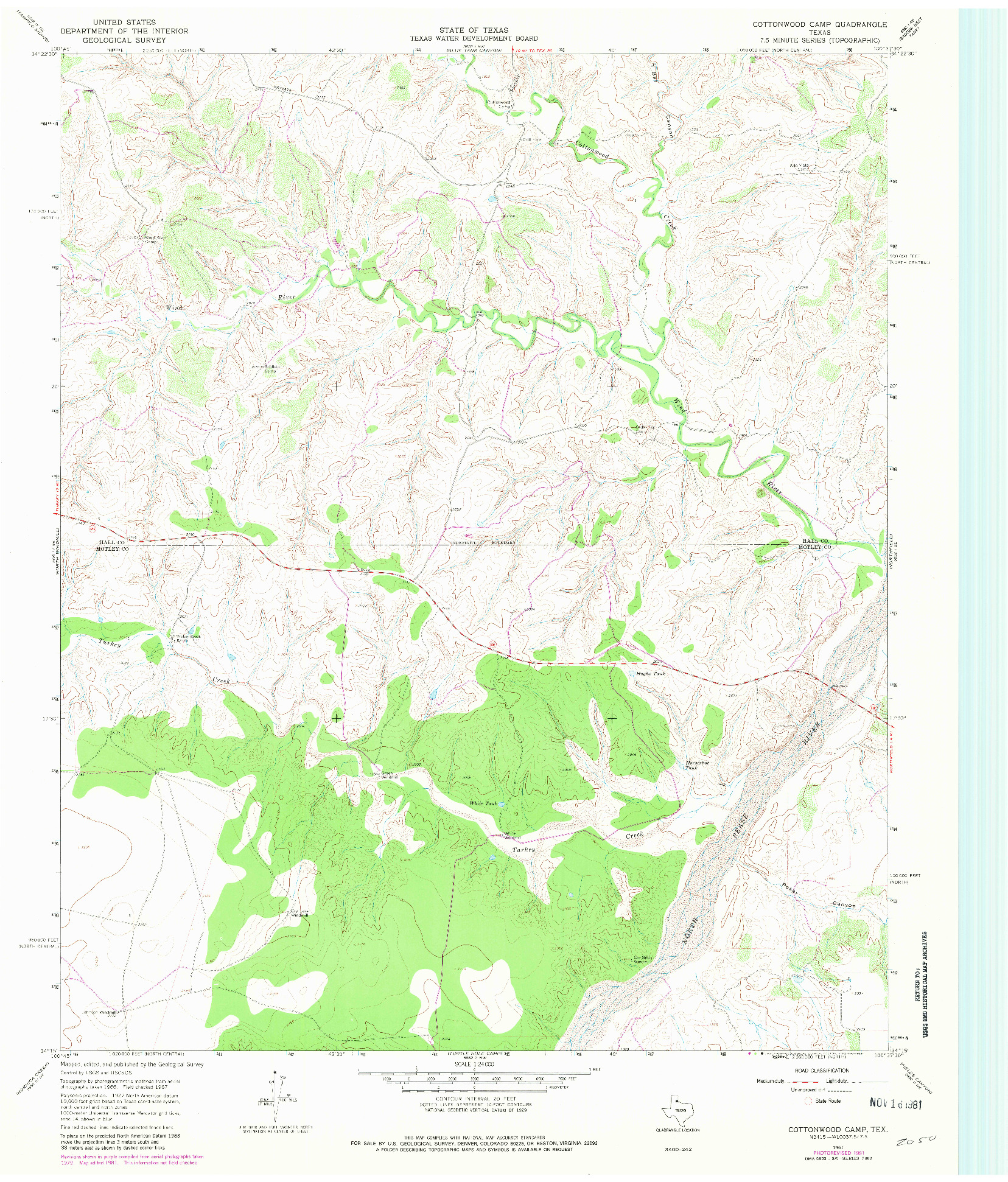 USGS 1:24000-SCALE QUADRANGLE FOR COTTONWOOD CAMP, TX 1967