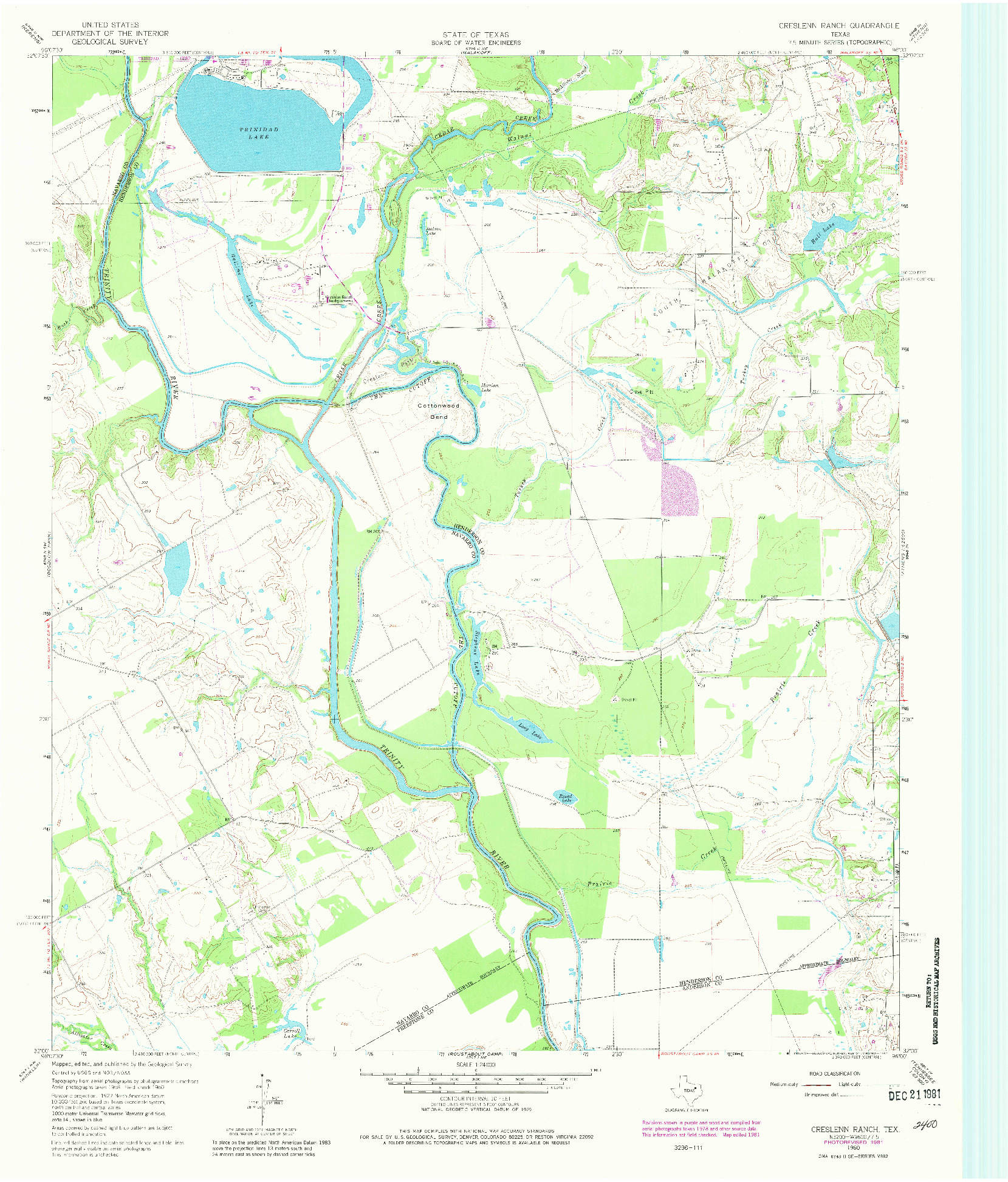 USGS 1:24000-SCALE QUADRANGLE FOR CRESLENN RANCH, TX 1960