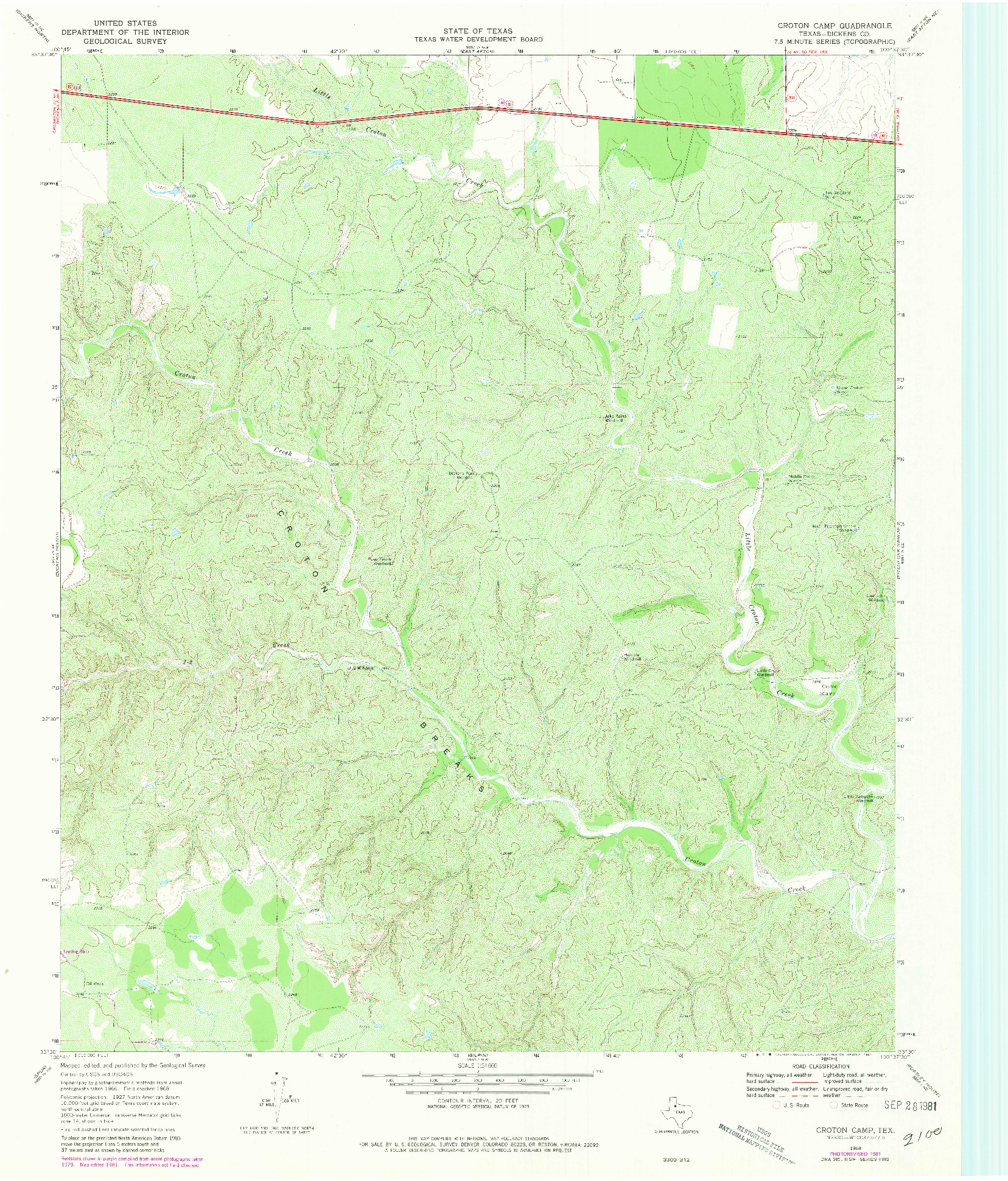 USGS 1:24000-SCALE QUADRANGLE FOR CROTON CAMP, TX 1968