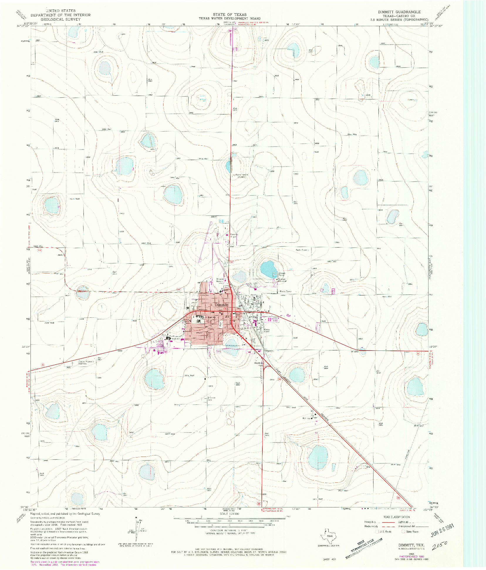 USGS 1:24000-SCALE QUADRANGLE FOR DIMMITT, TX 1965