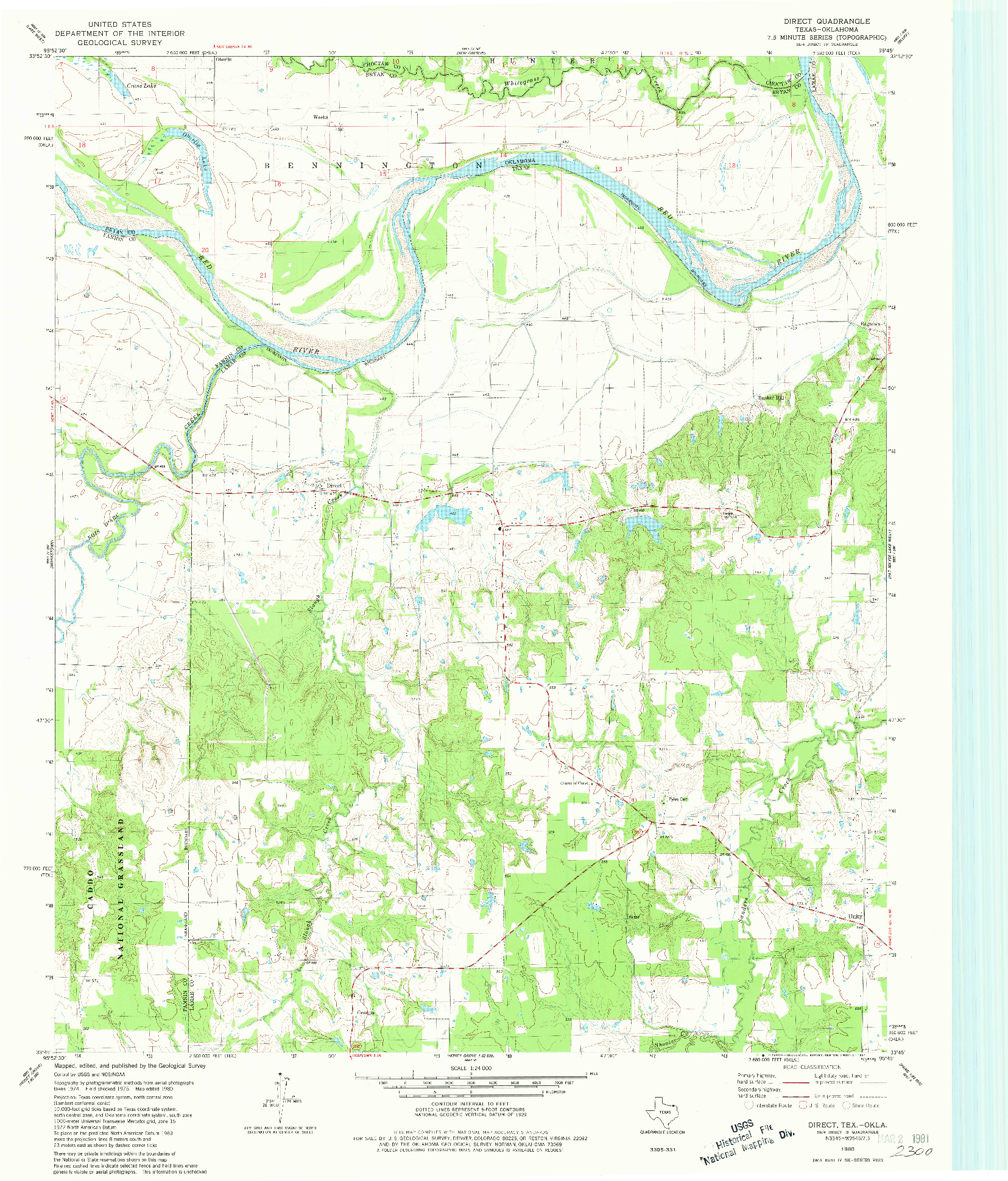 USGS 1:24000-SCALE QUADRANGLE FOR DIRECT, TX 1980